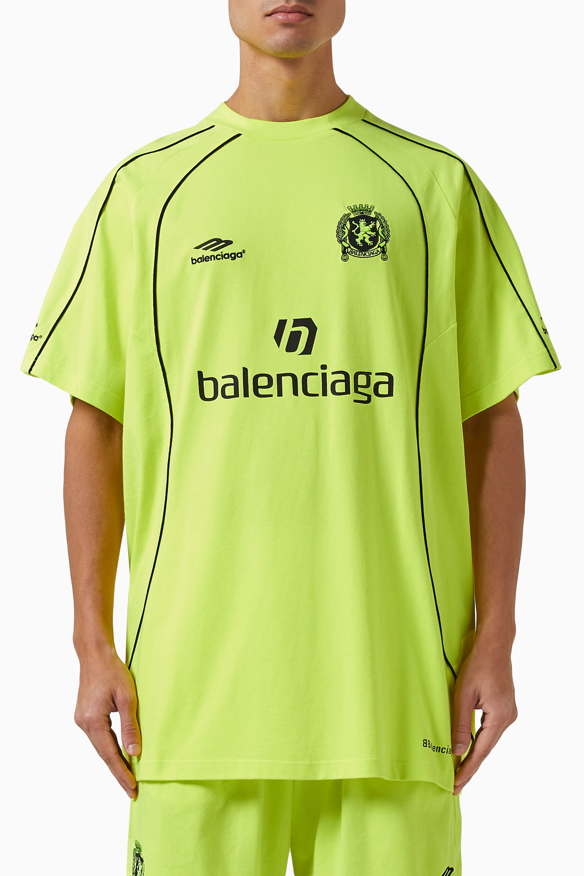 BALENCIAGA SOCCER T-SHIRT イエロー Balenciaga Paris Soccer T-shirt Oversized in Yellow for Men | Lyst UK