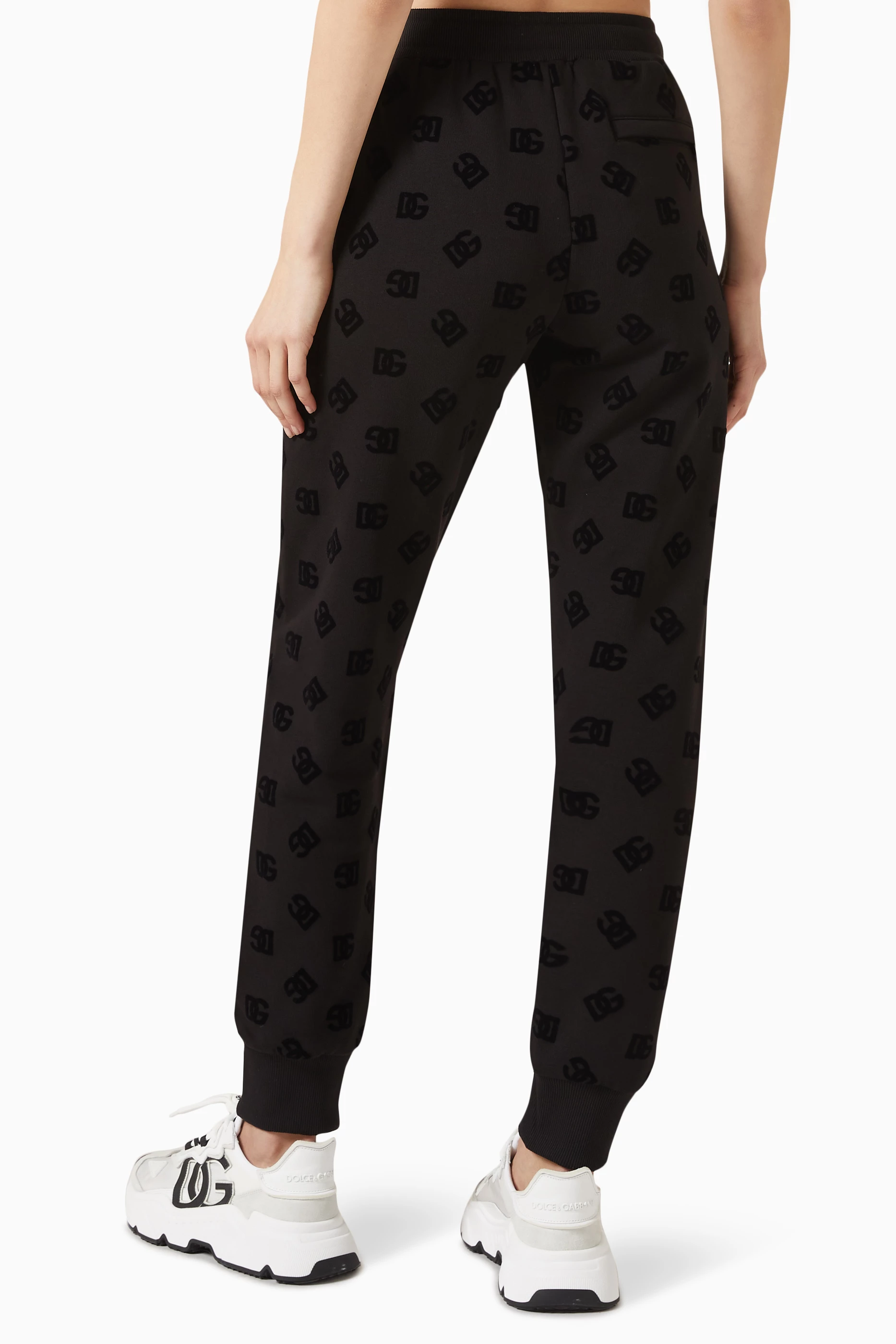 Buy Dolce Gabbana Multicolour Flocked DG logo print Sweatpants in Cotton jersey For Women Online Ounass UAE
