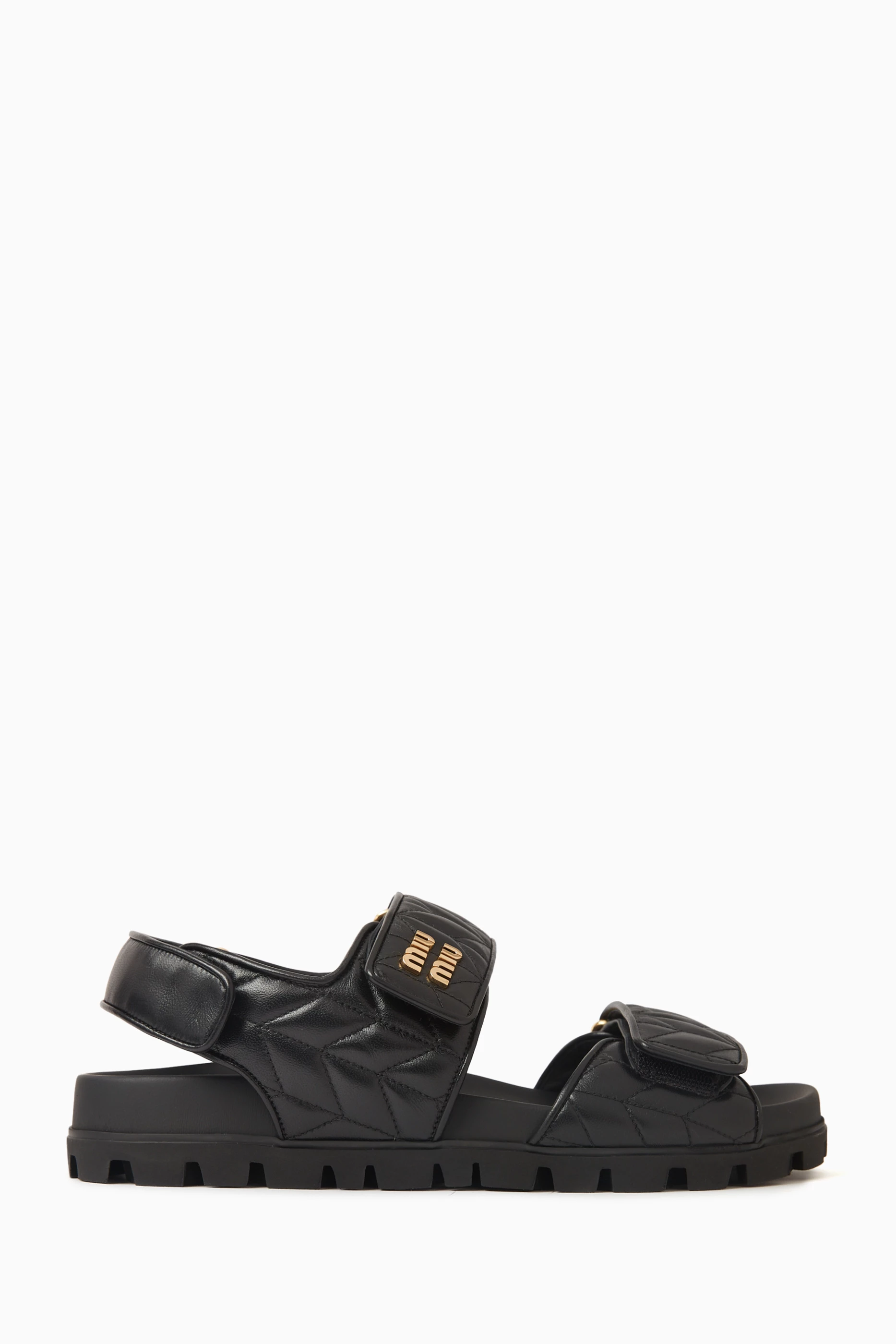 Chunky black leather sandals store