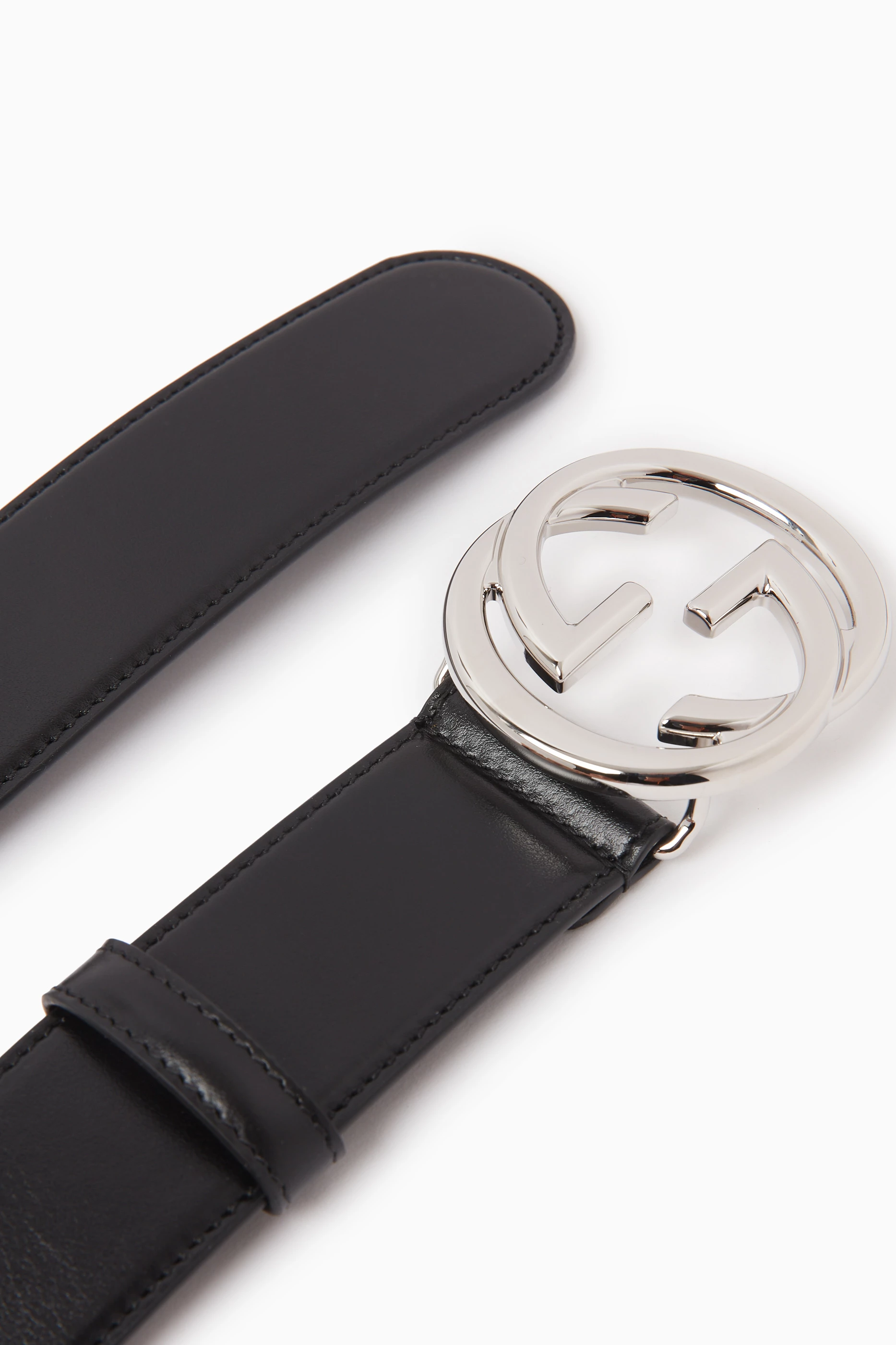 Buy Gucci Black Interlocking G Belt in Leather For Men Online Ounass UAE