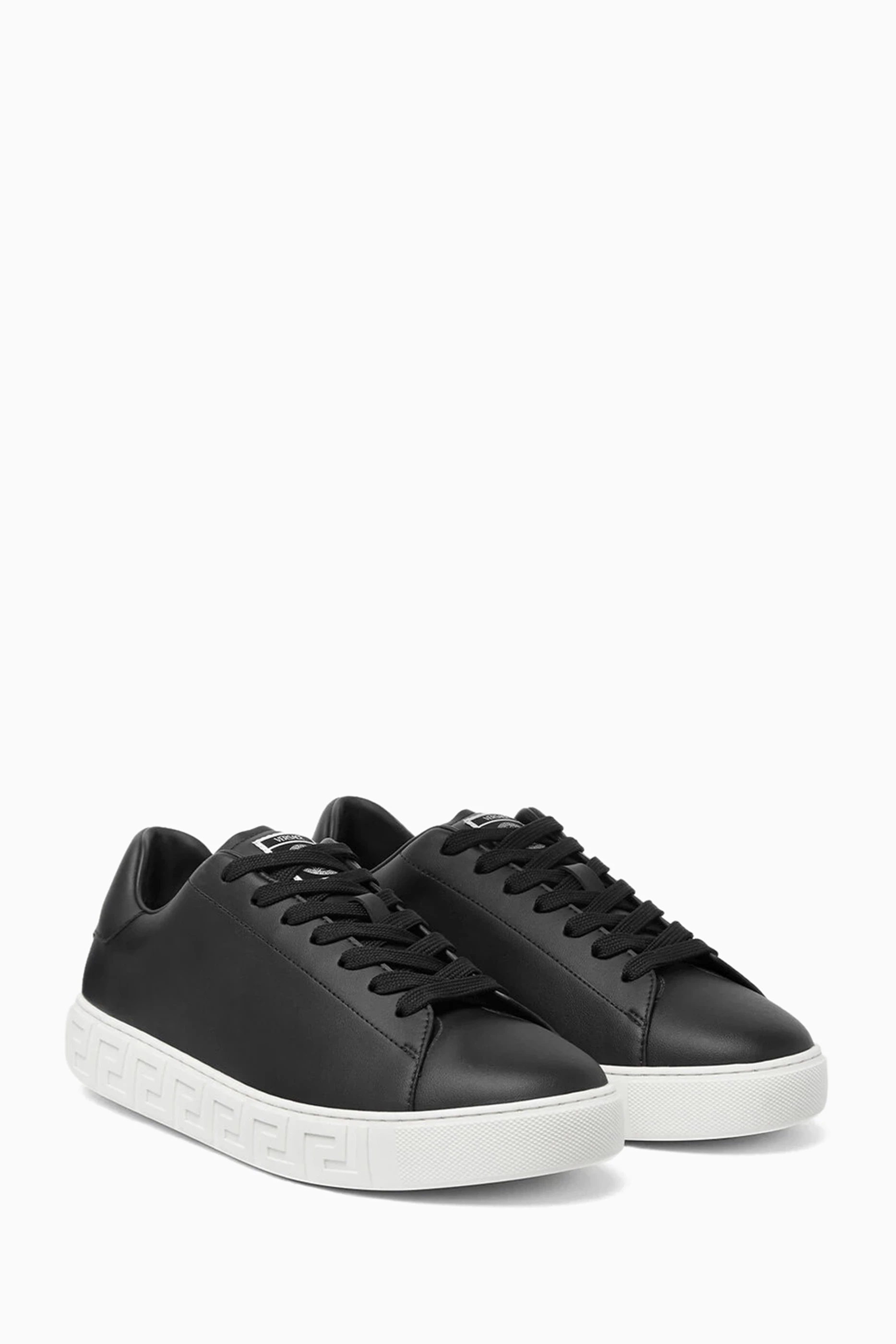Buy Versace Black Greca Sneakers in Leather For Men Online Ounass UAE