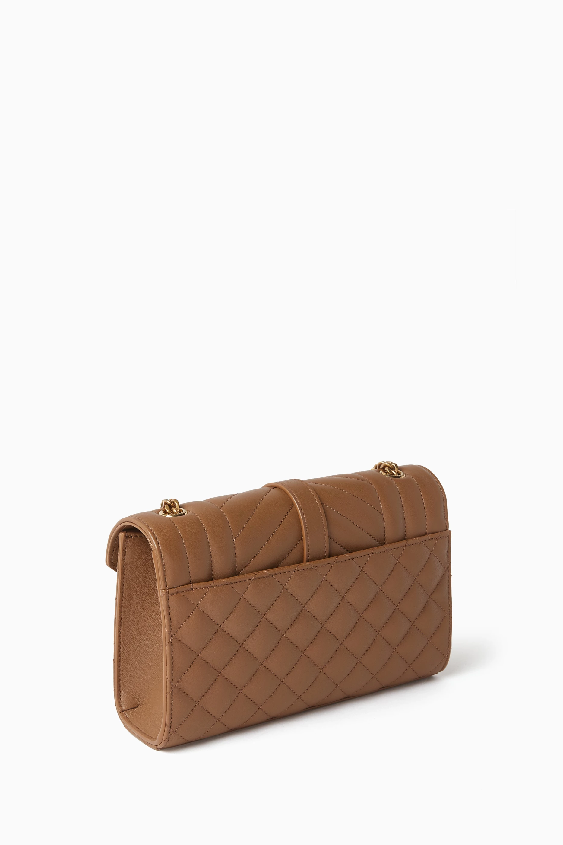 Buy SAINT LAURENT Brown Small Envelope Matelasse Shoulder Bag in Calf Leather For Women Online Ounass UAE