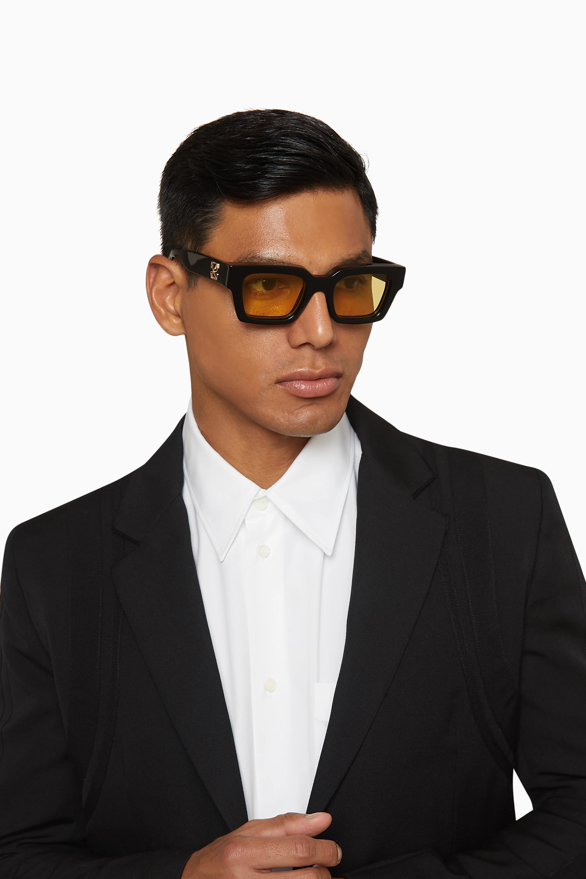 Buy Off-White Yellow Virgil Square-frame Sunglasses in