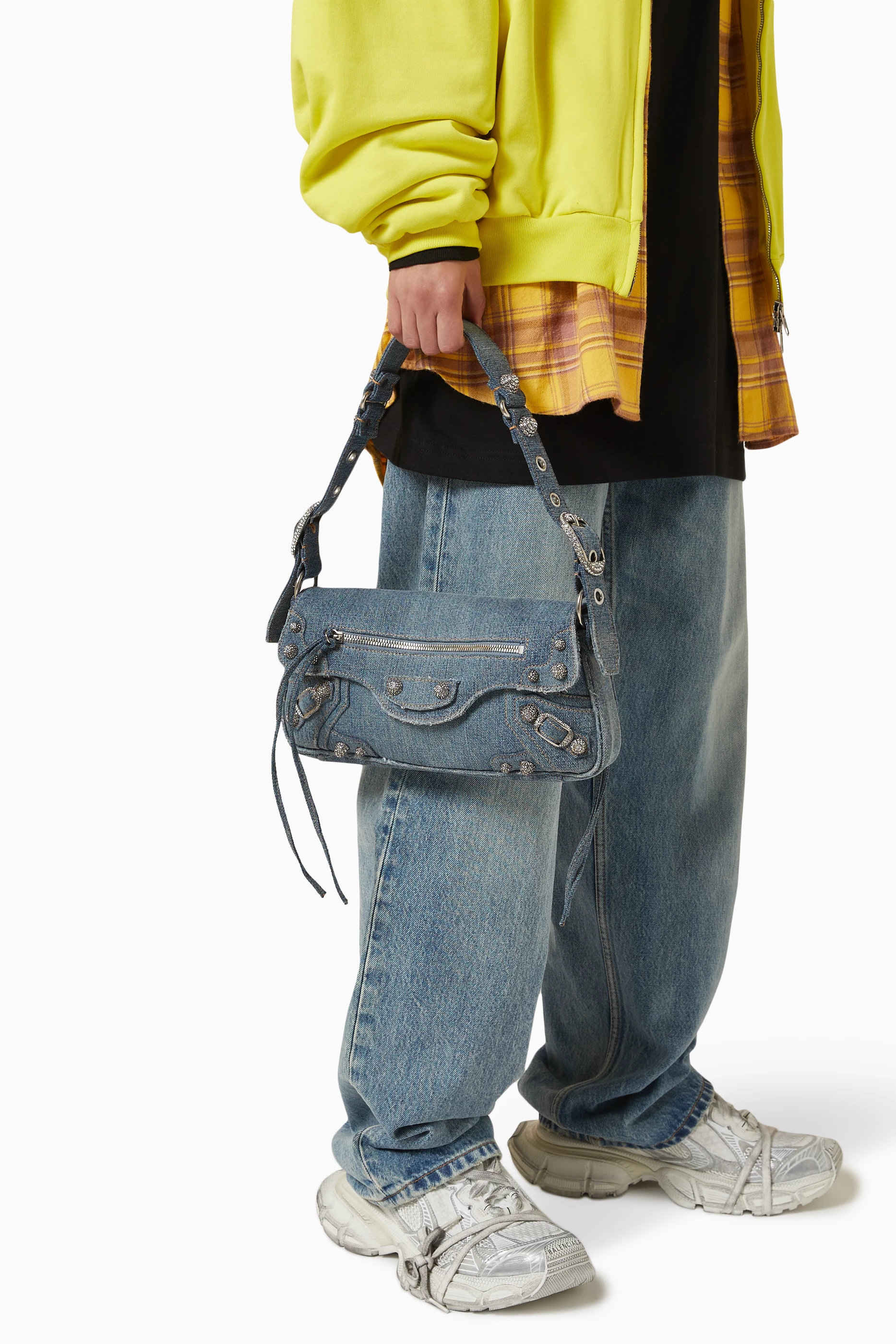 Buy Balenciaga Blue Small Le Cagole Sling Bag in Denim For