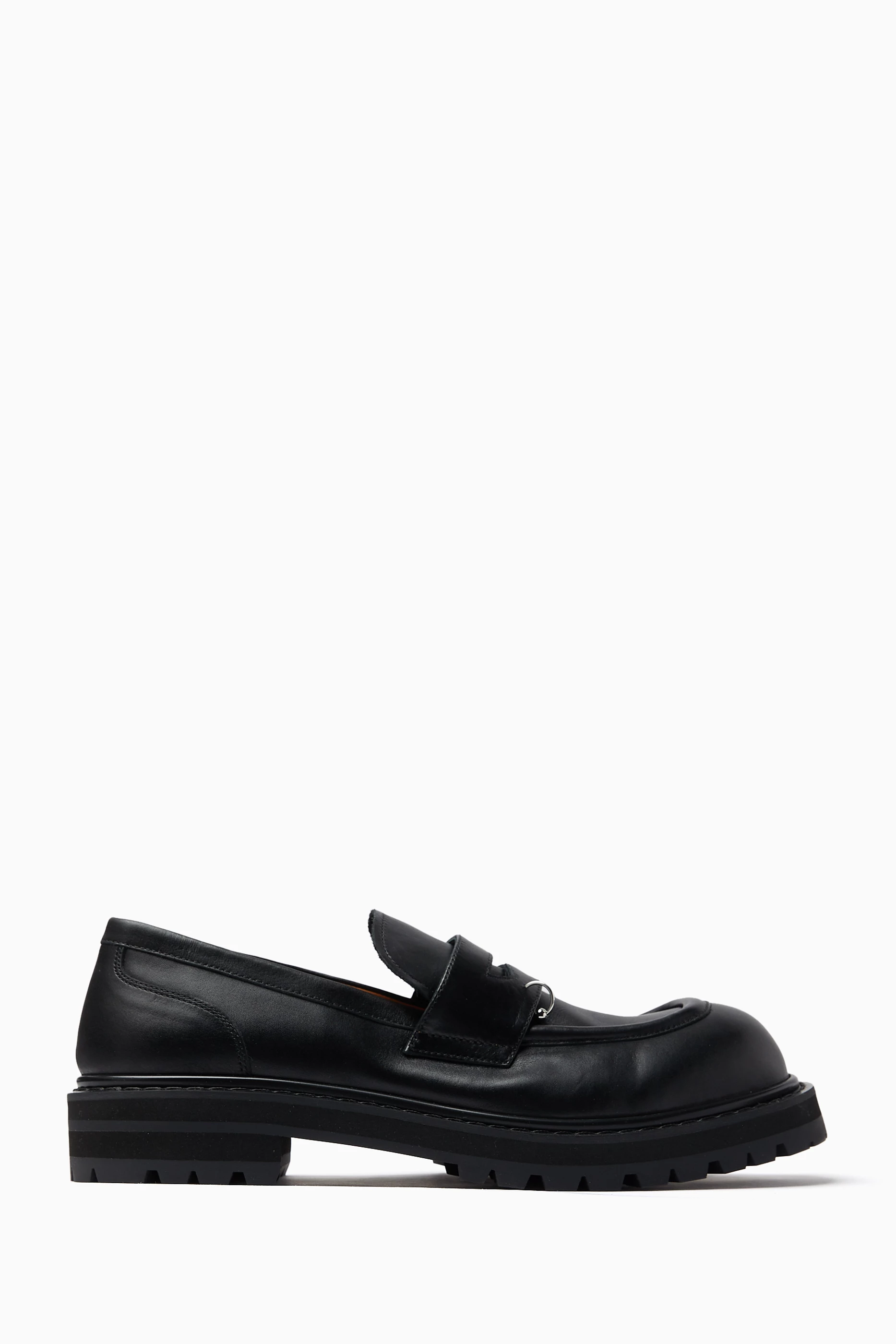Buy Marni Black Chunky Pierced Penny Loafers in Leather For Women Online Ounass UAE