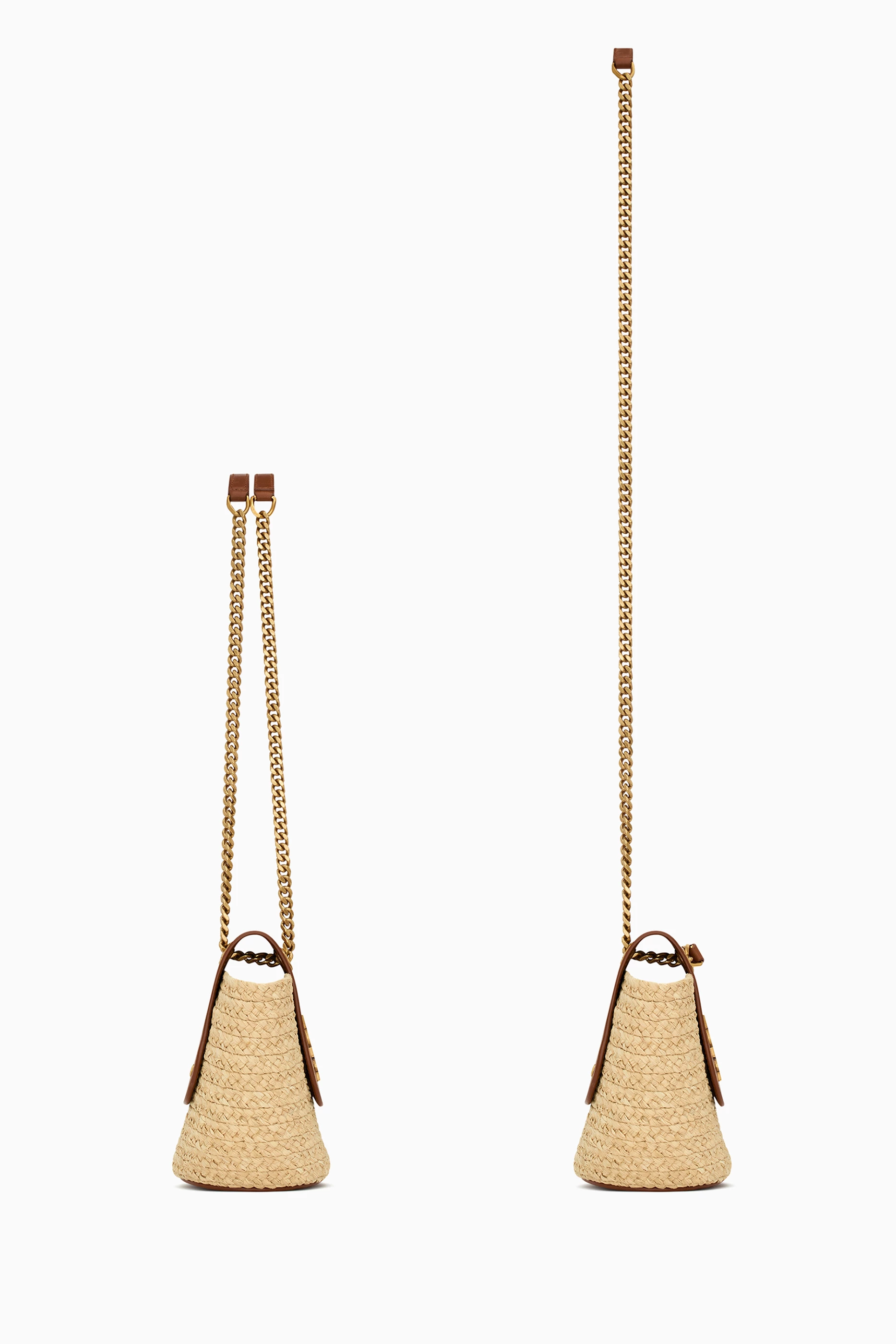 Saint Laurent＊ミニ manon raffia/Vegetable tanned leather SAINT LAURENT Manon mini leather-trimmed raffia shoulder bag