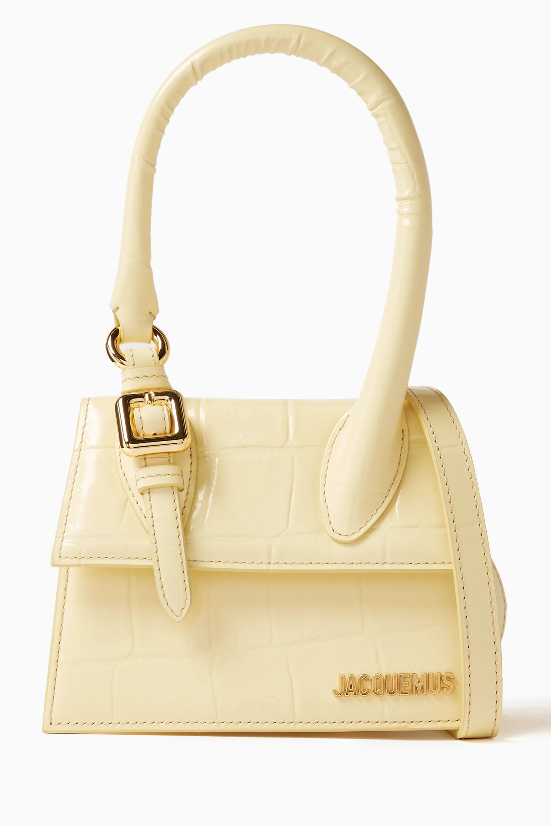 Buy Jacquemus Yellow Le Chiquito Moyen Boucle Tote Bag in Croc embossed Leather For Women Online Ounass UAE