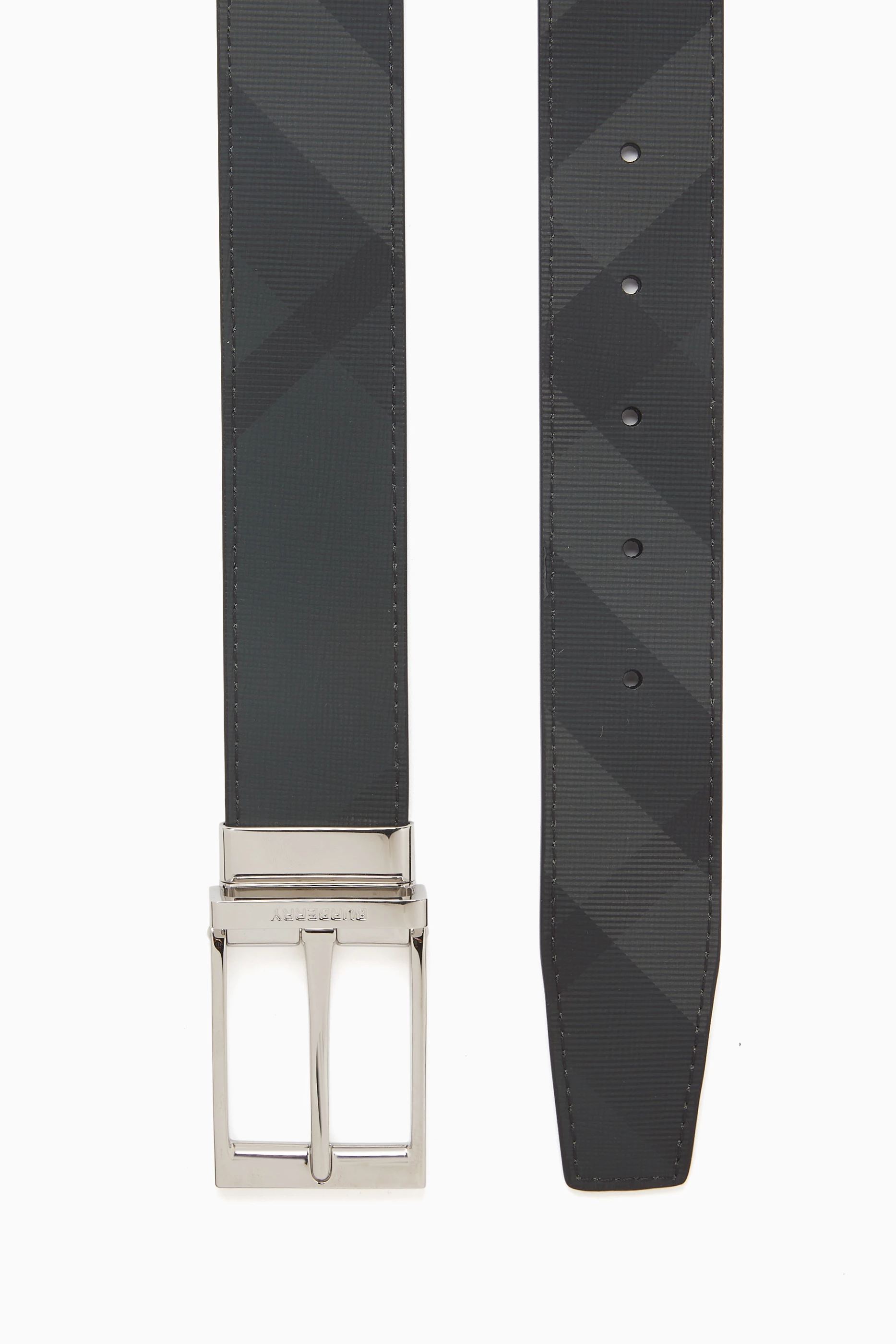 Reversible london check and leather belt outlet