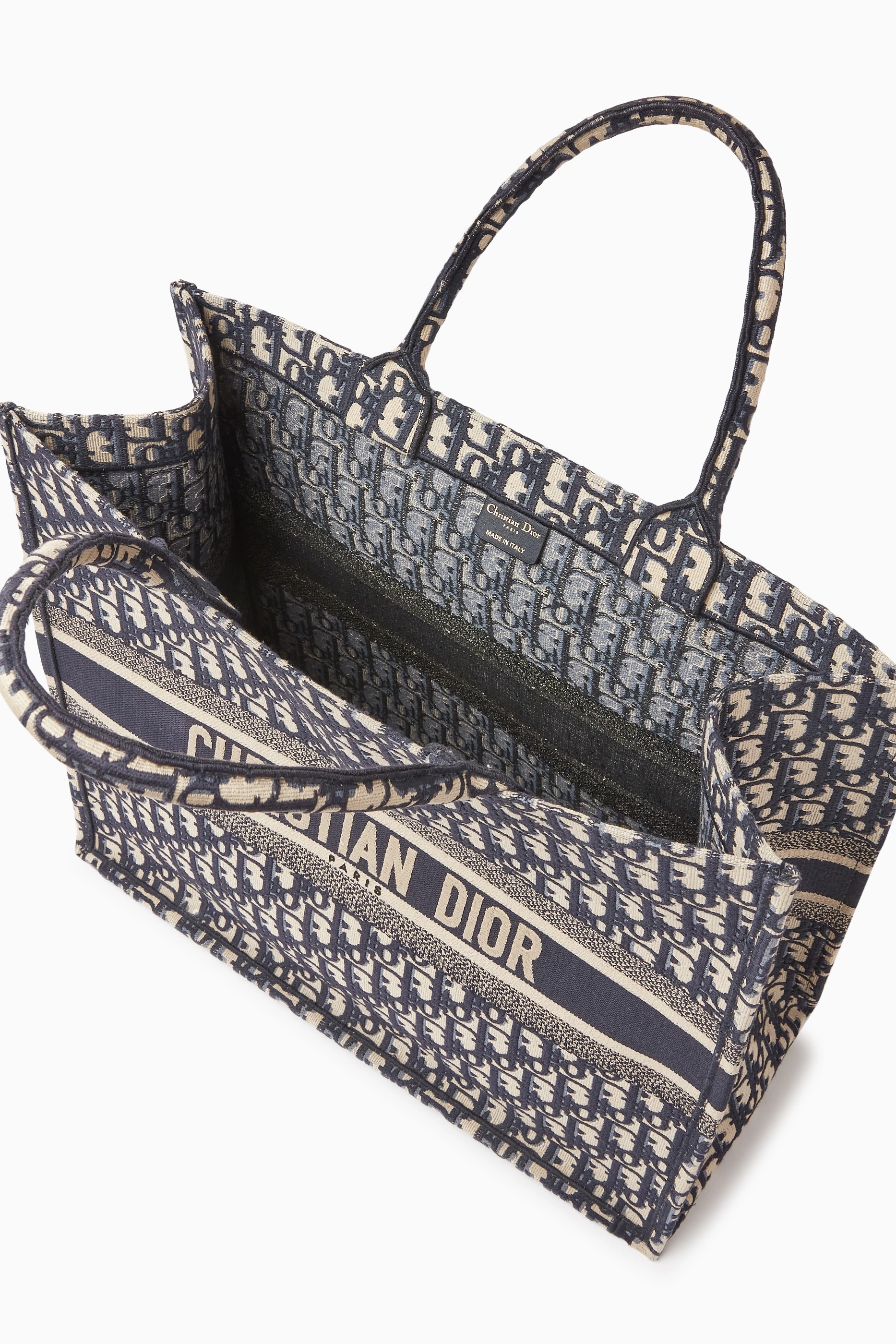 Buy Christian Dior Pre Loved Blue Large Dior Oblique Book Tote Bag in Canvas For Women Online Ounass UAE
