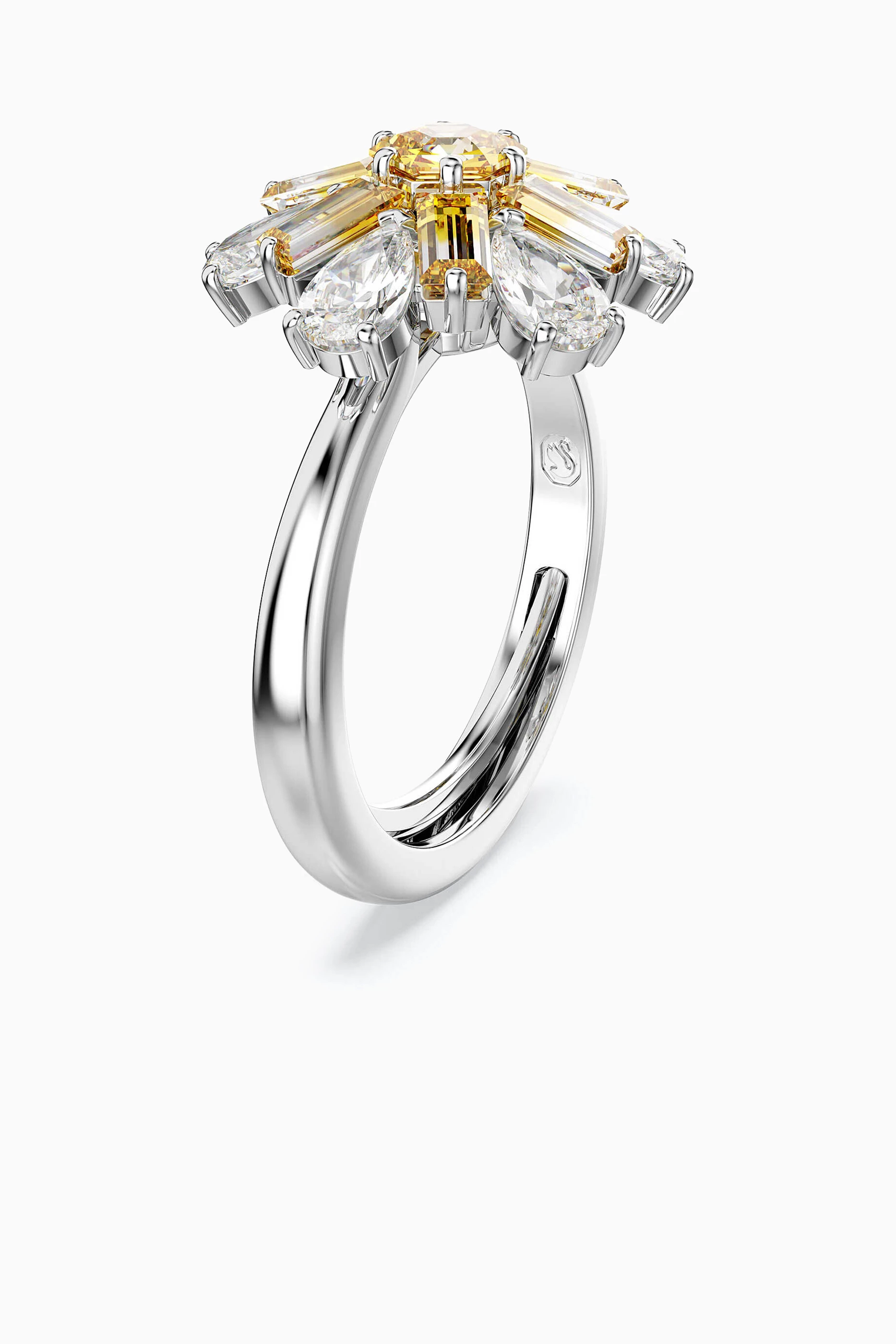 Buy Swarovski Yellow Idyllia Crystal Ring in Rhodium plated Metal For Women Online Ounass UAE