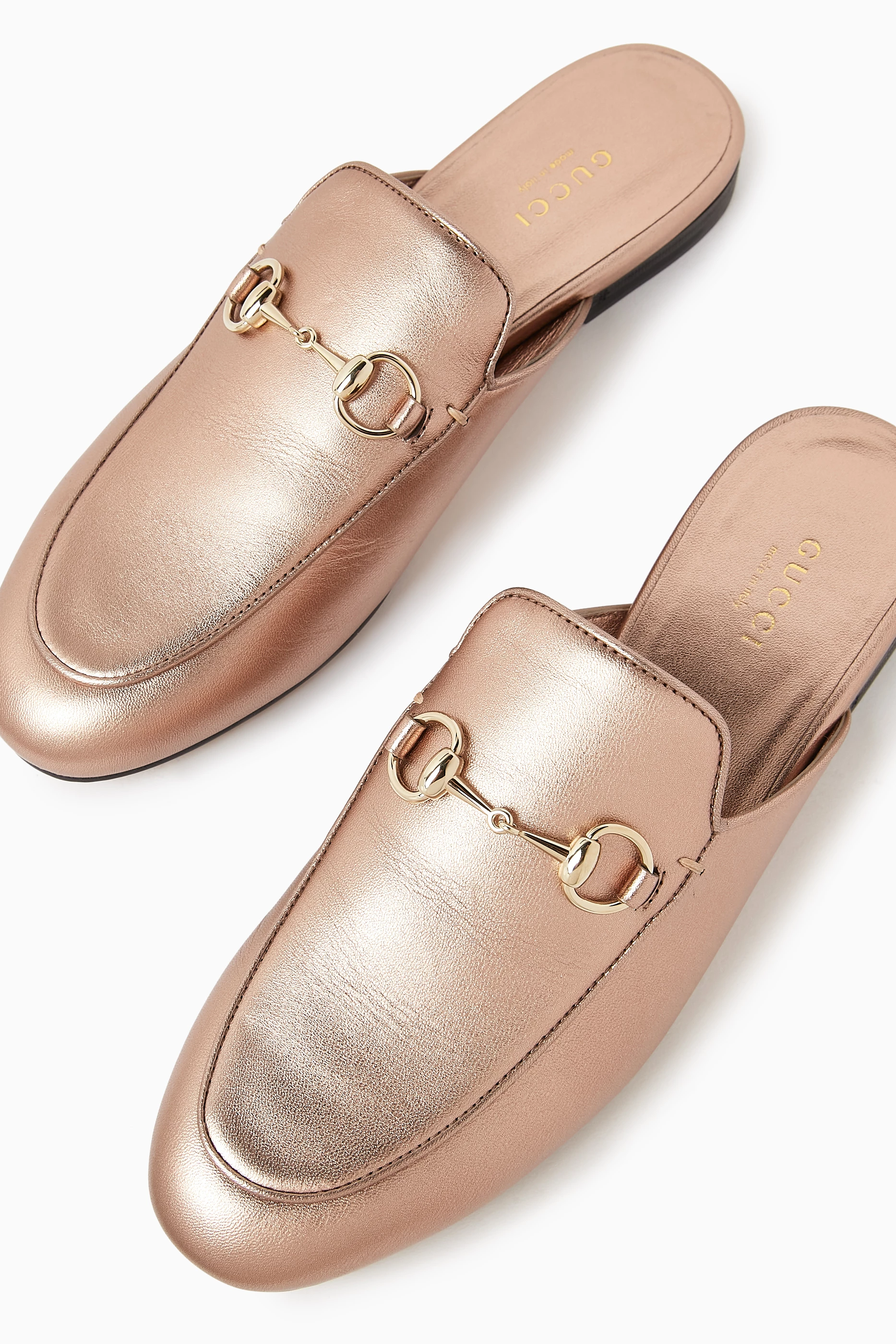 Buy Gucci Rose Gold Princetown Slippers in Metallic Nappa For Women Online Ounass UAE