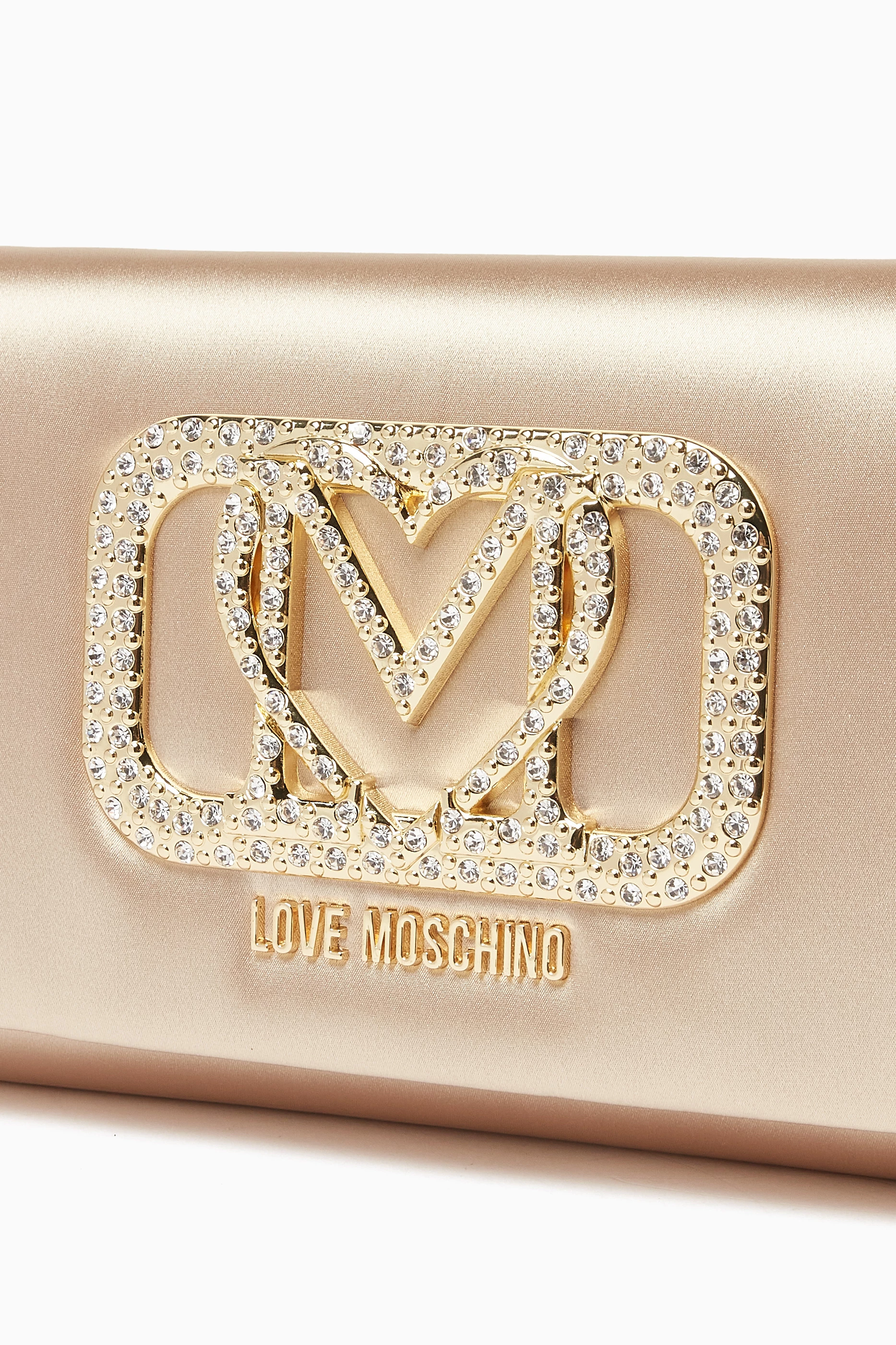 Buy Love Moschino Gold Small Smart Daily Clutch Bag in Satin For Women Online Ounass UAE