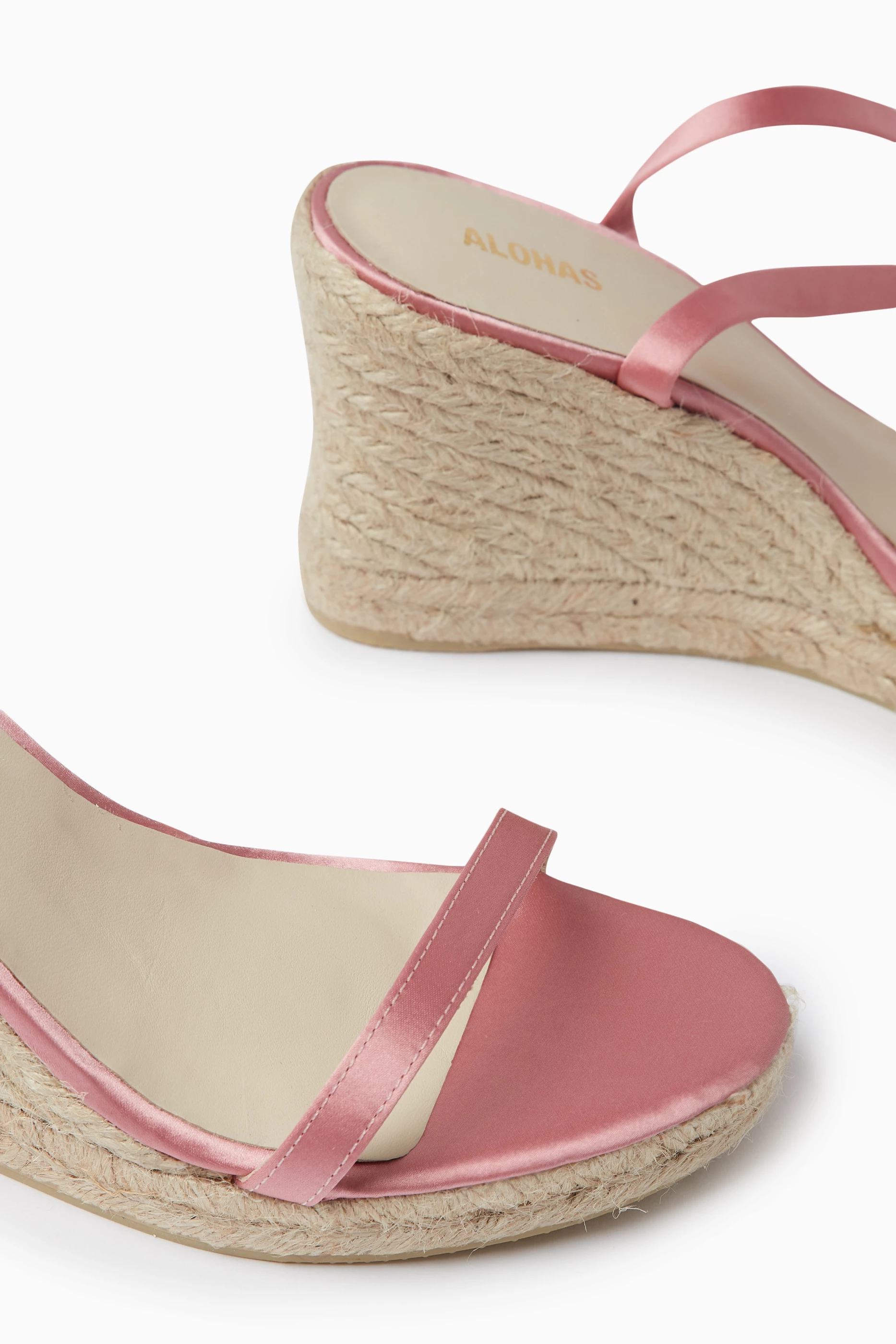 Buy ALOHAS Pink Willa Espadrille Wedge Sandals in Satin For Women Online Ounass UAE