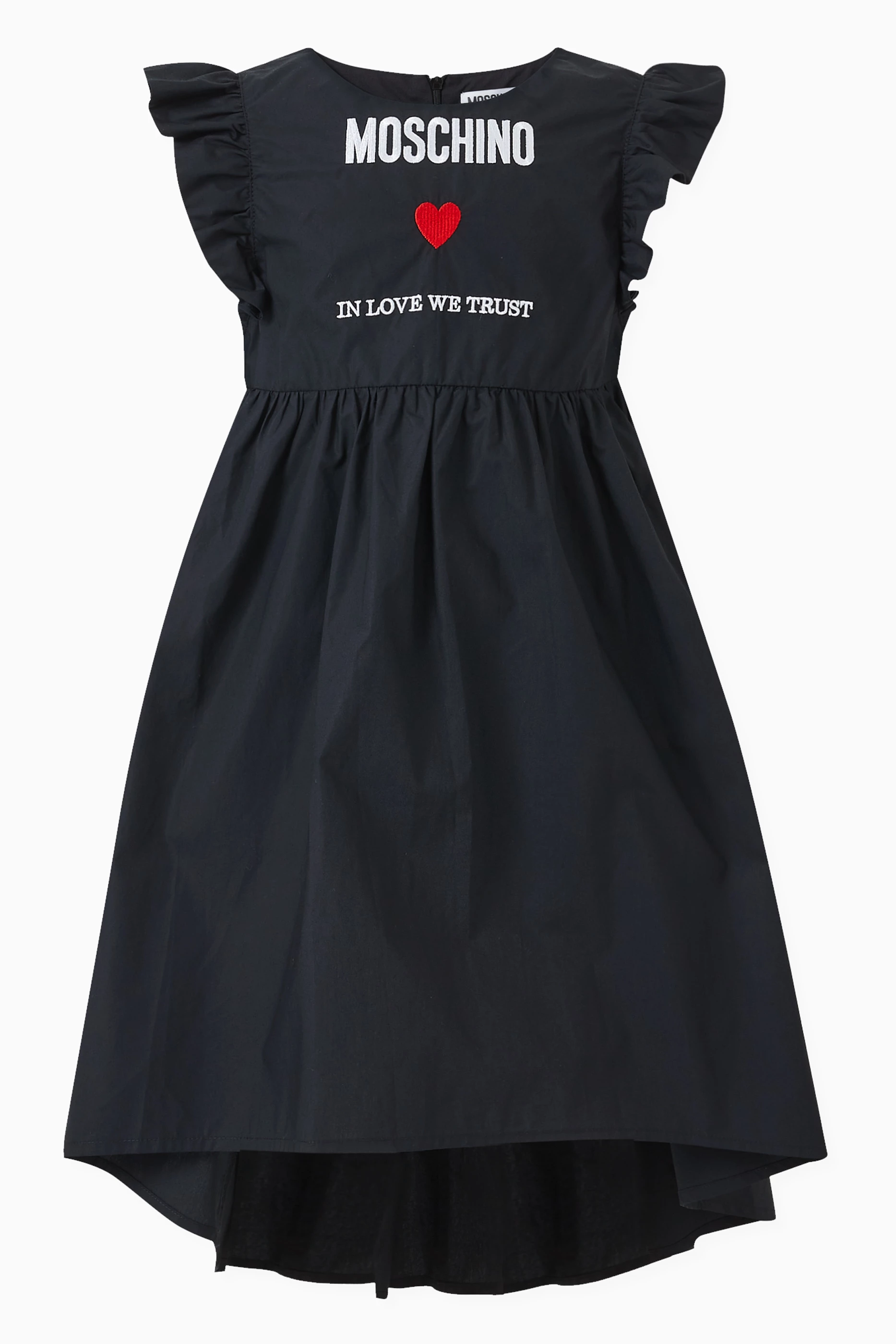 Buy Moschino Black Logo Dress in Cotton For Girls Online Ounass UAE
