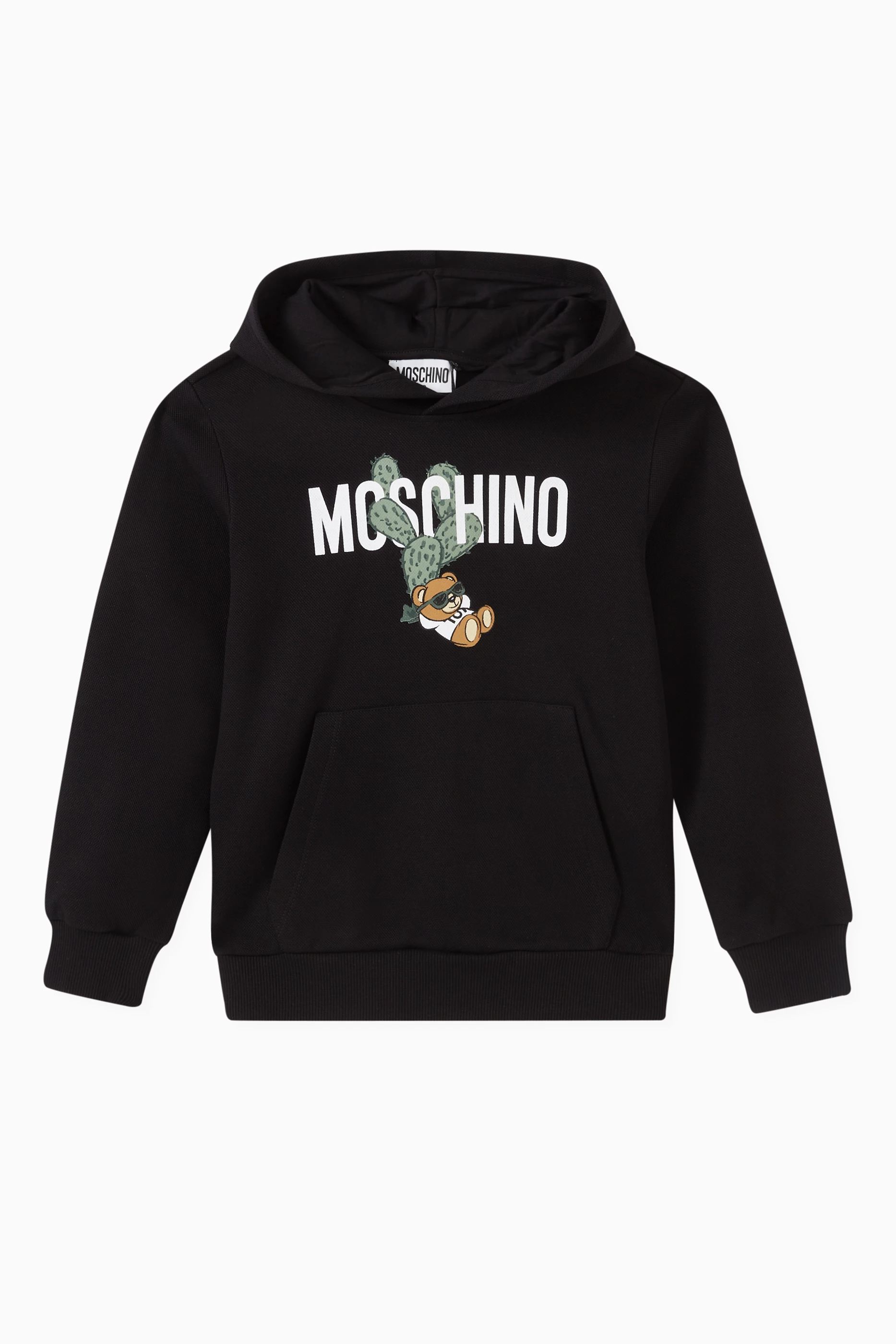 Buy Moschino Black Logo Hoodie in Cotton For Girls Online Ounass UAE