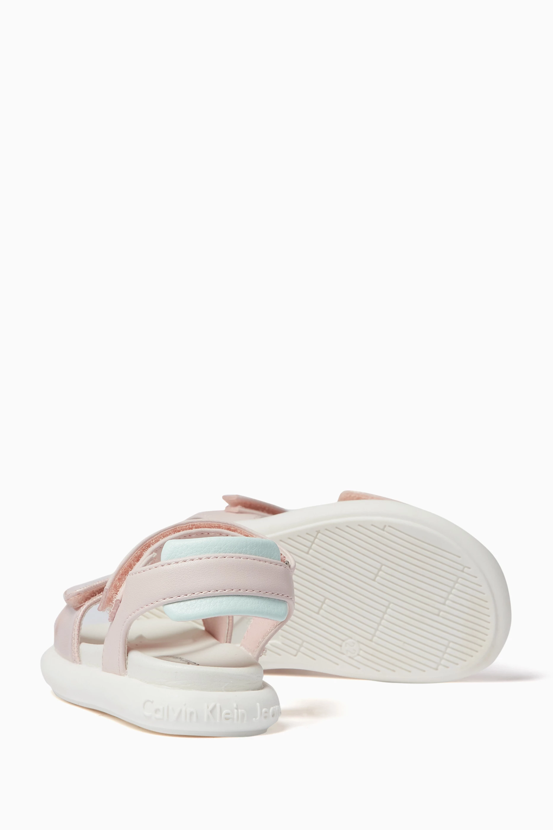 Buy Calvin Klein Pink Logo Sandals in Faux leather For Girls Online Ounass UAE