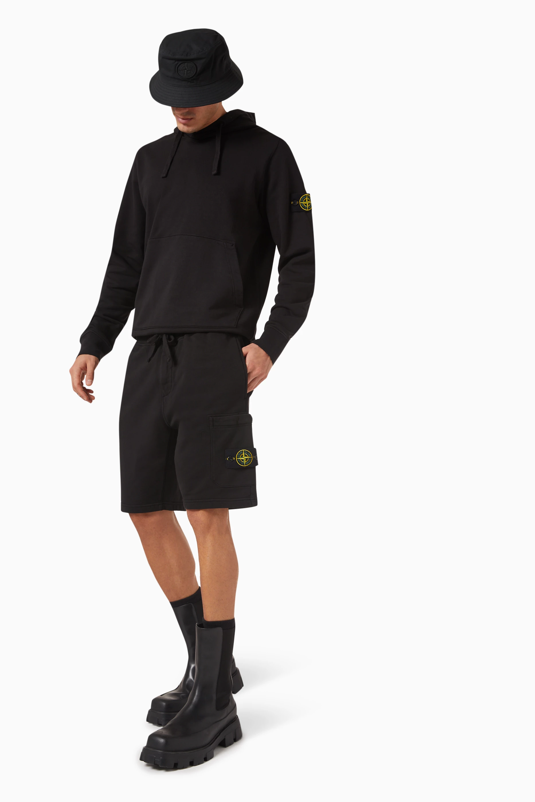 Stone island black hoodie sale cheap