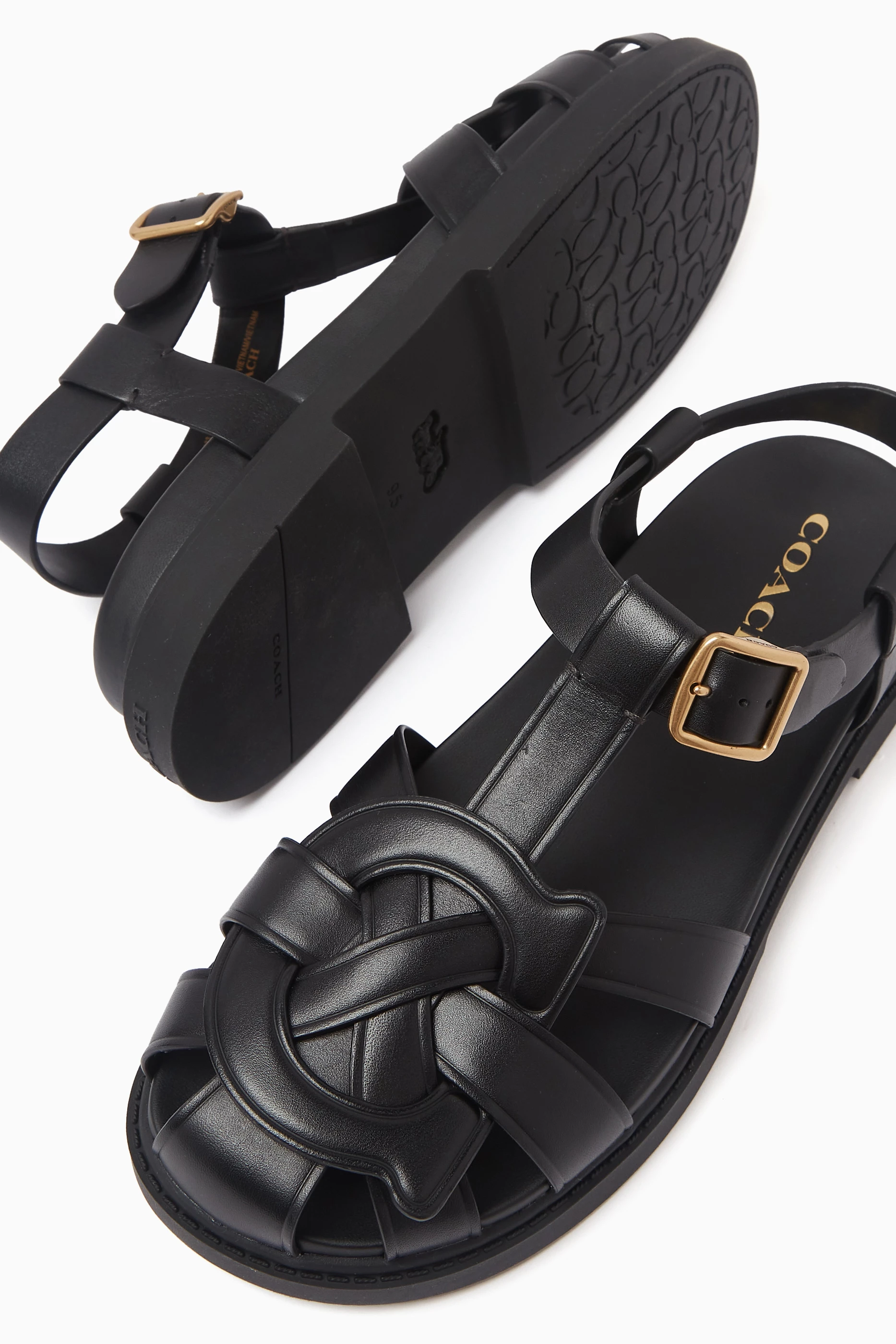 Buy Coach Black Bella Fisherman Sandals in Leather For Women Online Ounass UAE