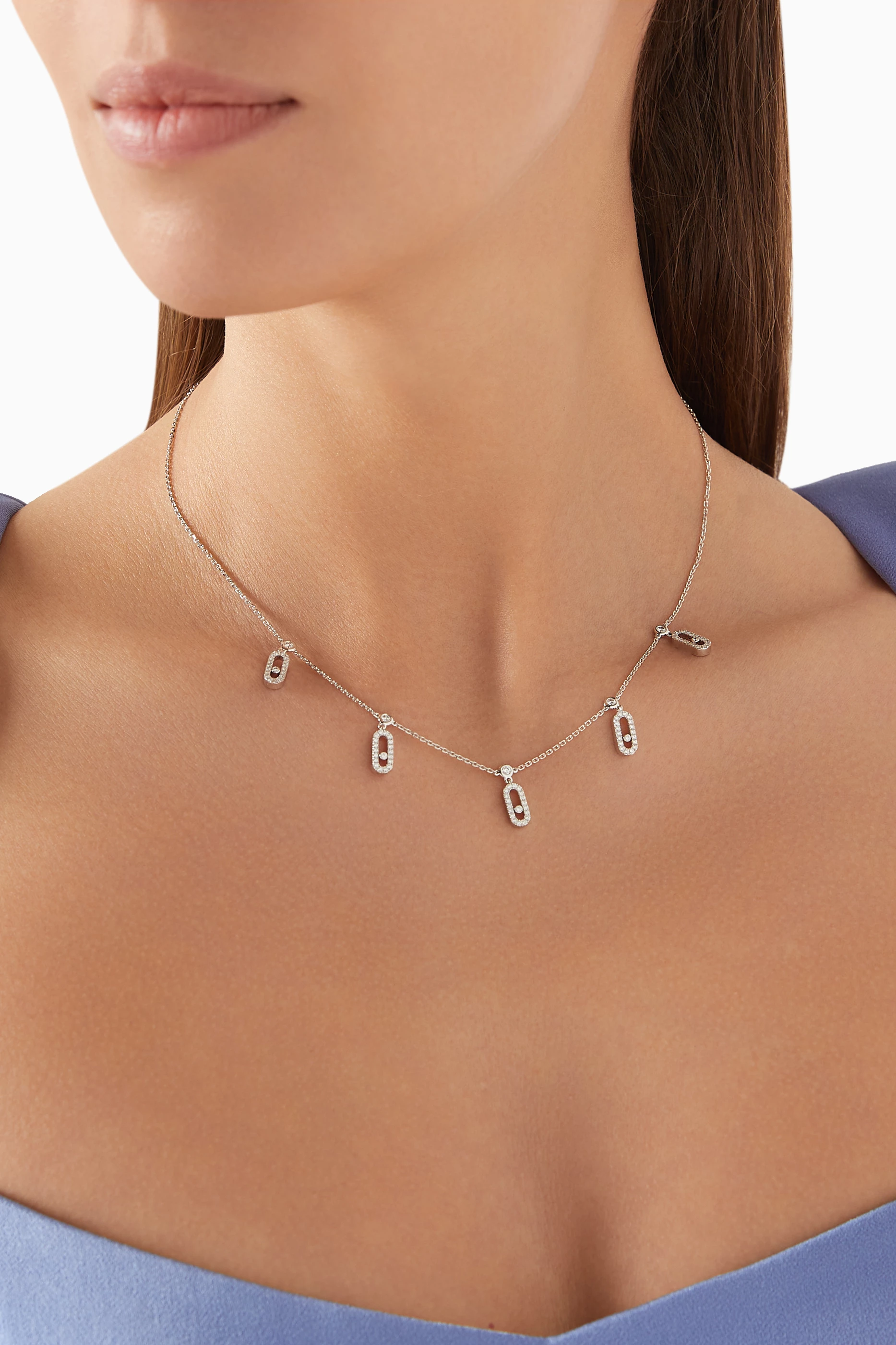 Buy Messika White Move Uno Pavé Diamond Necklace in 18kt White