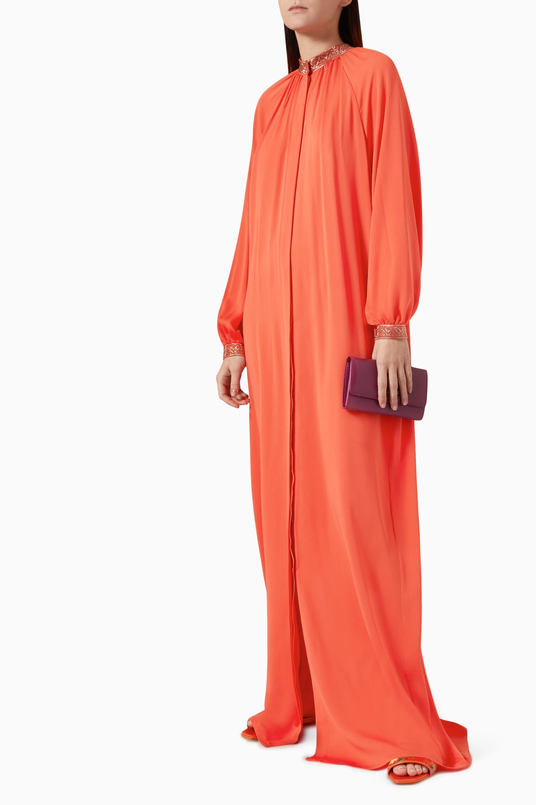 Buy Max Mara Red Nyssa Kaftan Maxi Dress in Silk Charmeuse