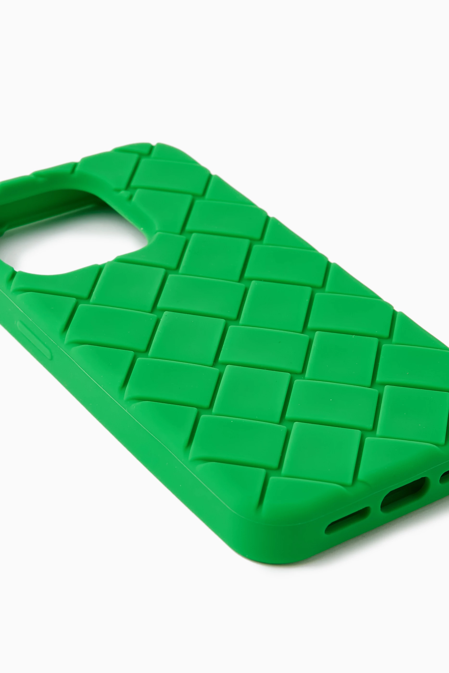 Buy Bottega Veneta Green iPhone 15 Pro Phone Case in Intreccio