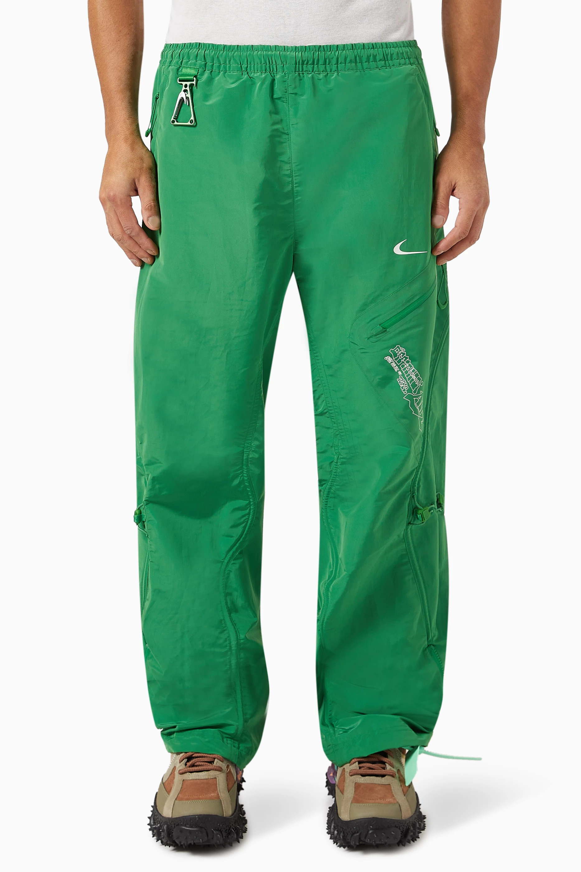 Green and white track pants sale