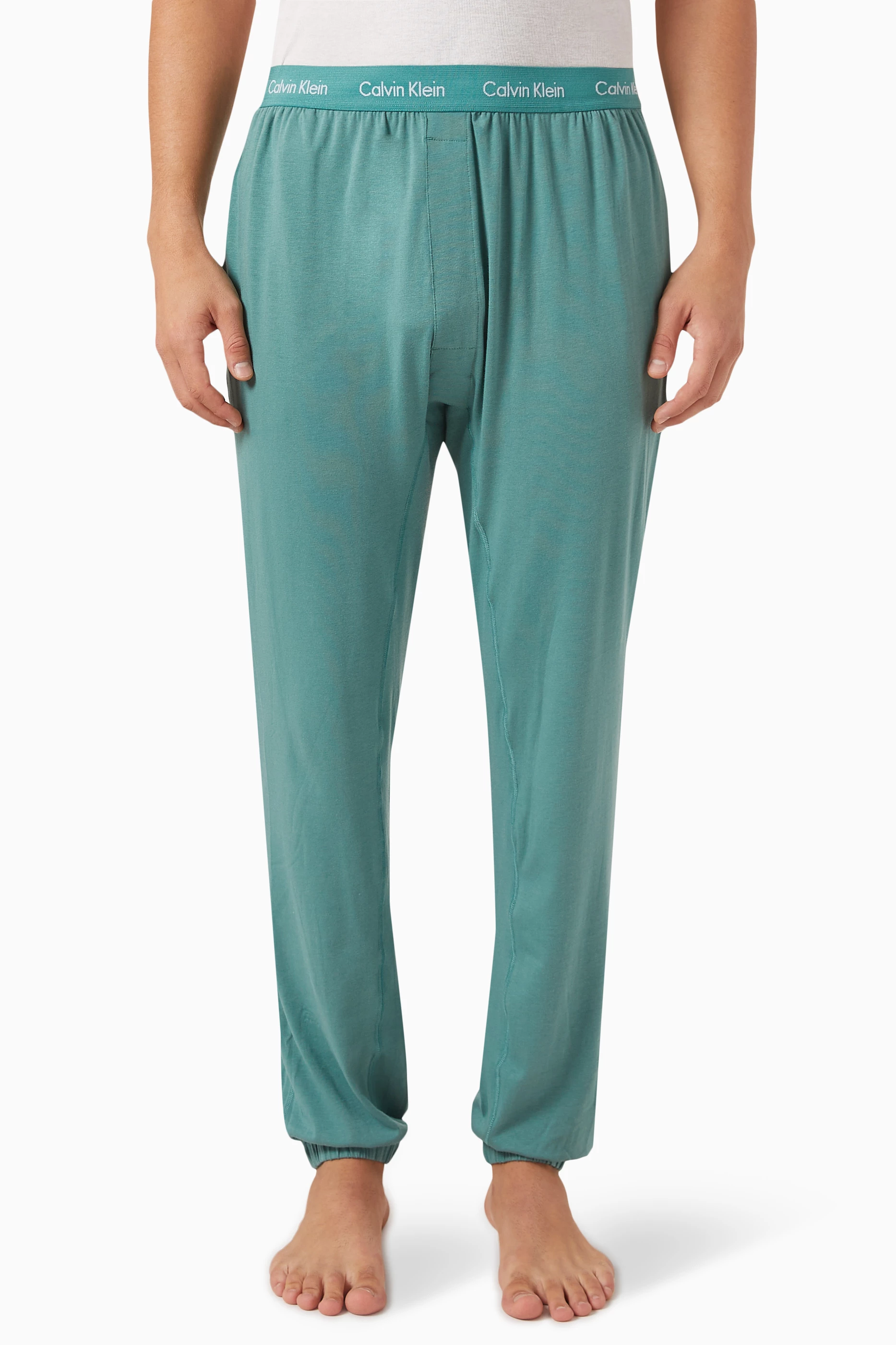 Buy Calvin Klein Green Pyjama Pants in Stretch Cotton jersey For Men Online Ounass UAE