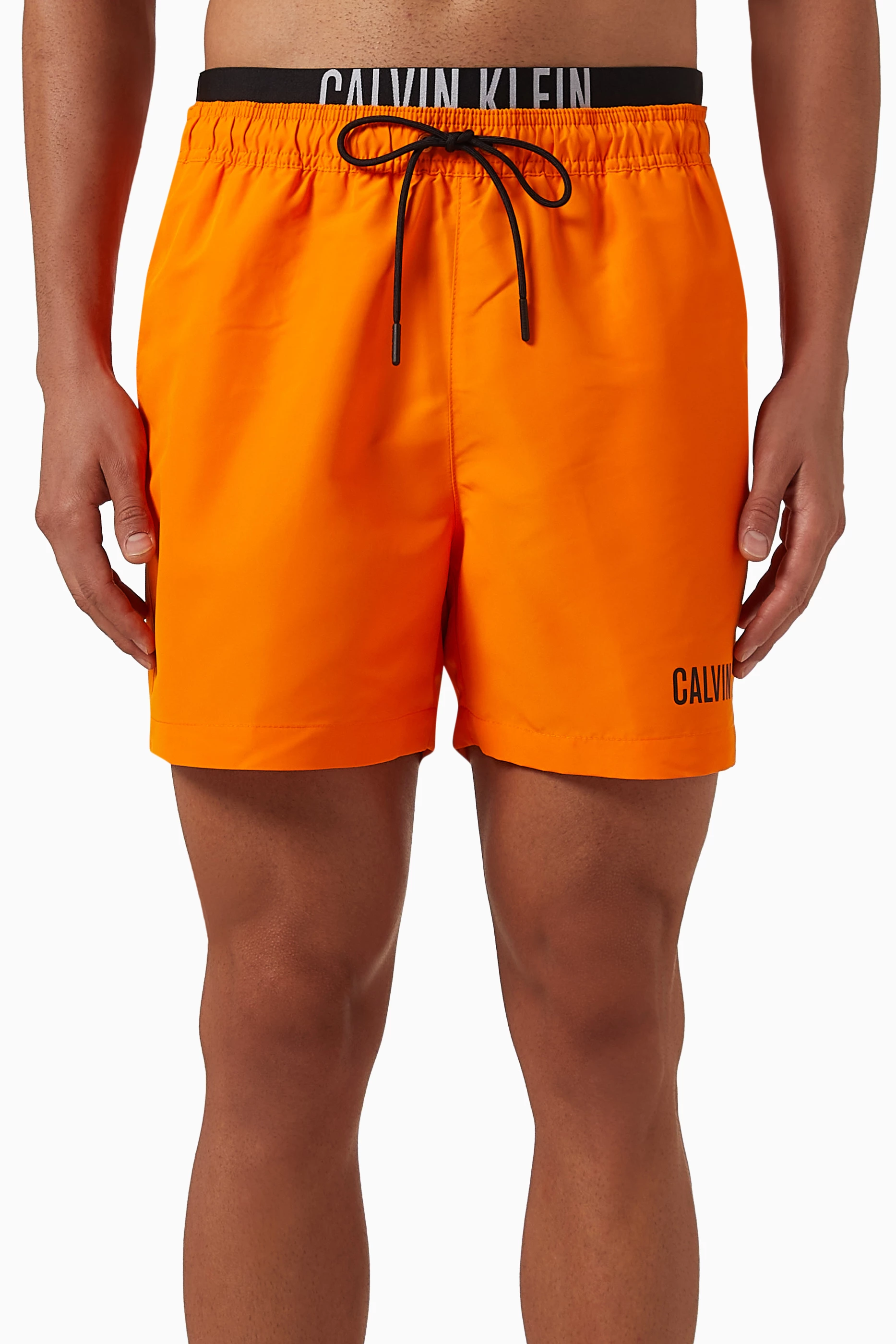 Buy Calvin Klein Orange Intense Power Double Waistband Swim Shorts For Men Online Ounass UAE