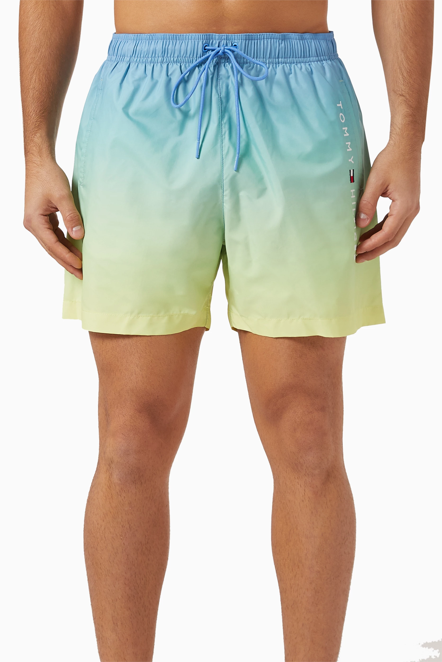 Buy Tommy Hilfiger Yellow Original Ombre Mid length Swim Shorts For Men Online Ounass UAE