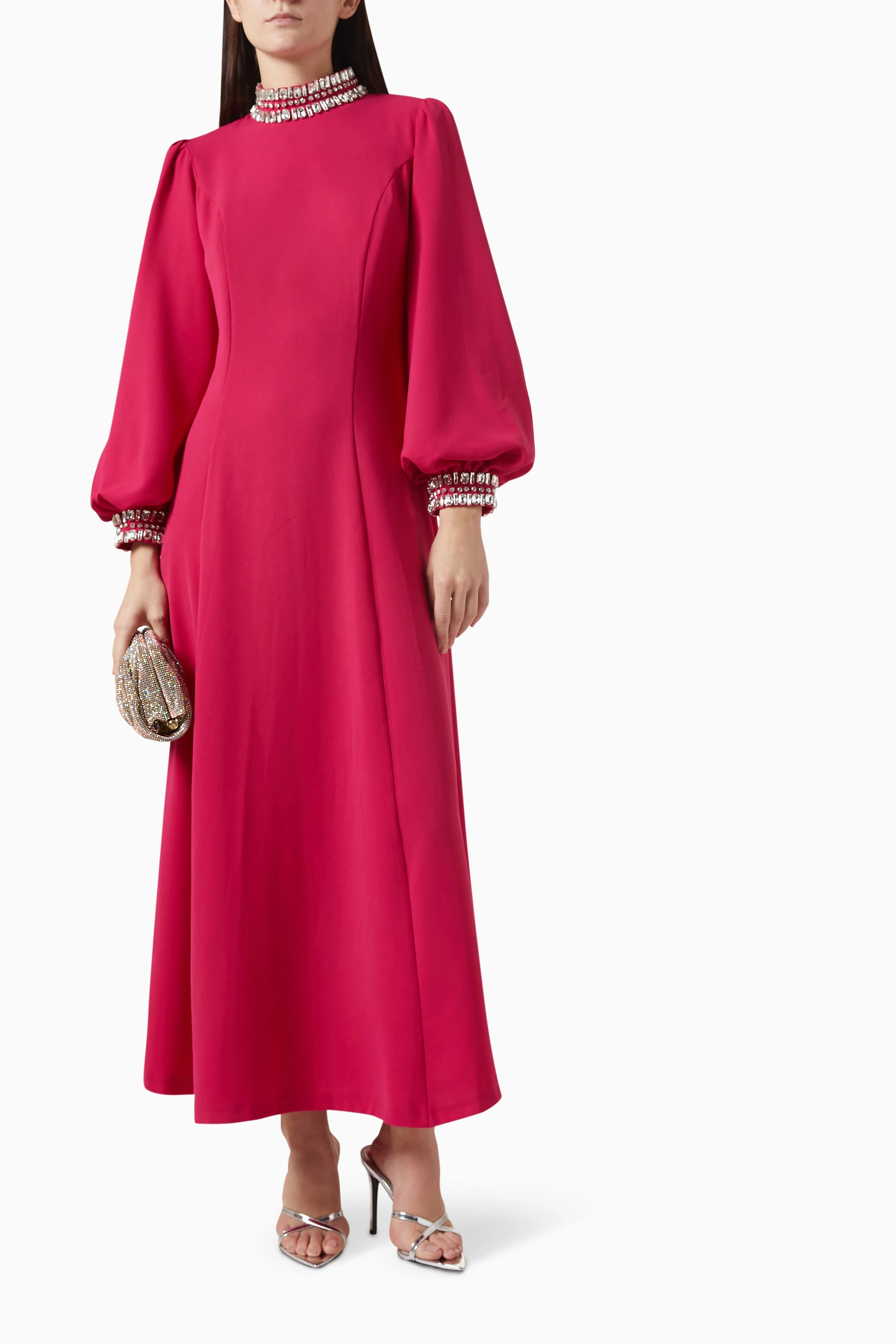 Embellished dress pink deals