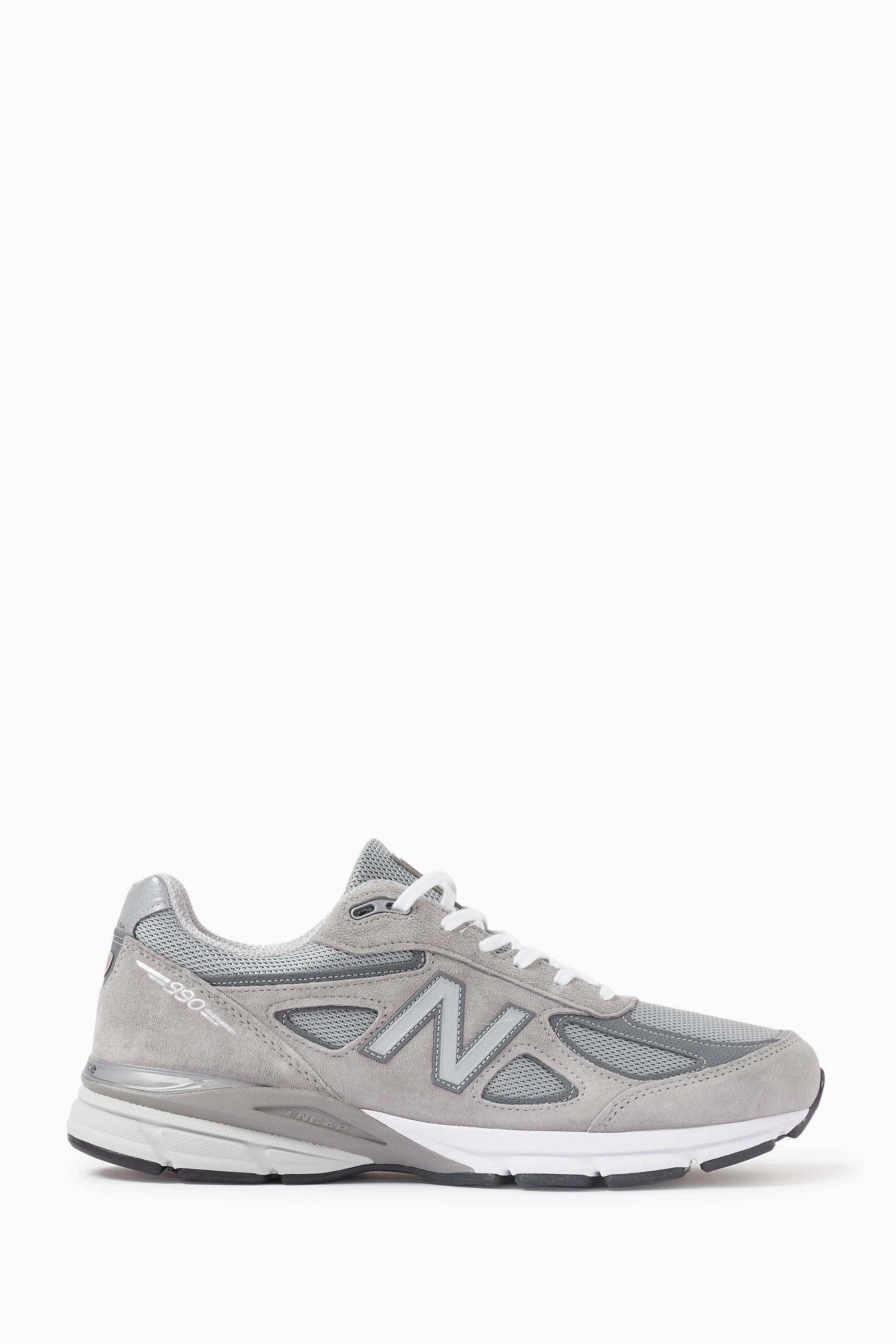 Buy New Balance Grey Made in USA 990v4 Core Sneakers in Suede Mesh For Men Online Ounass UAE