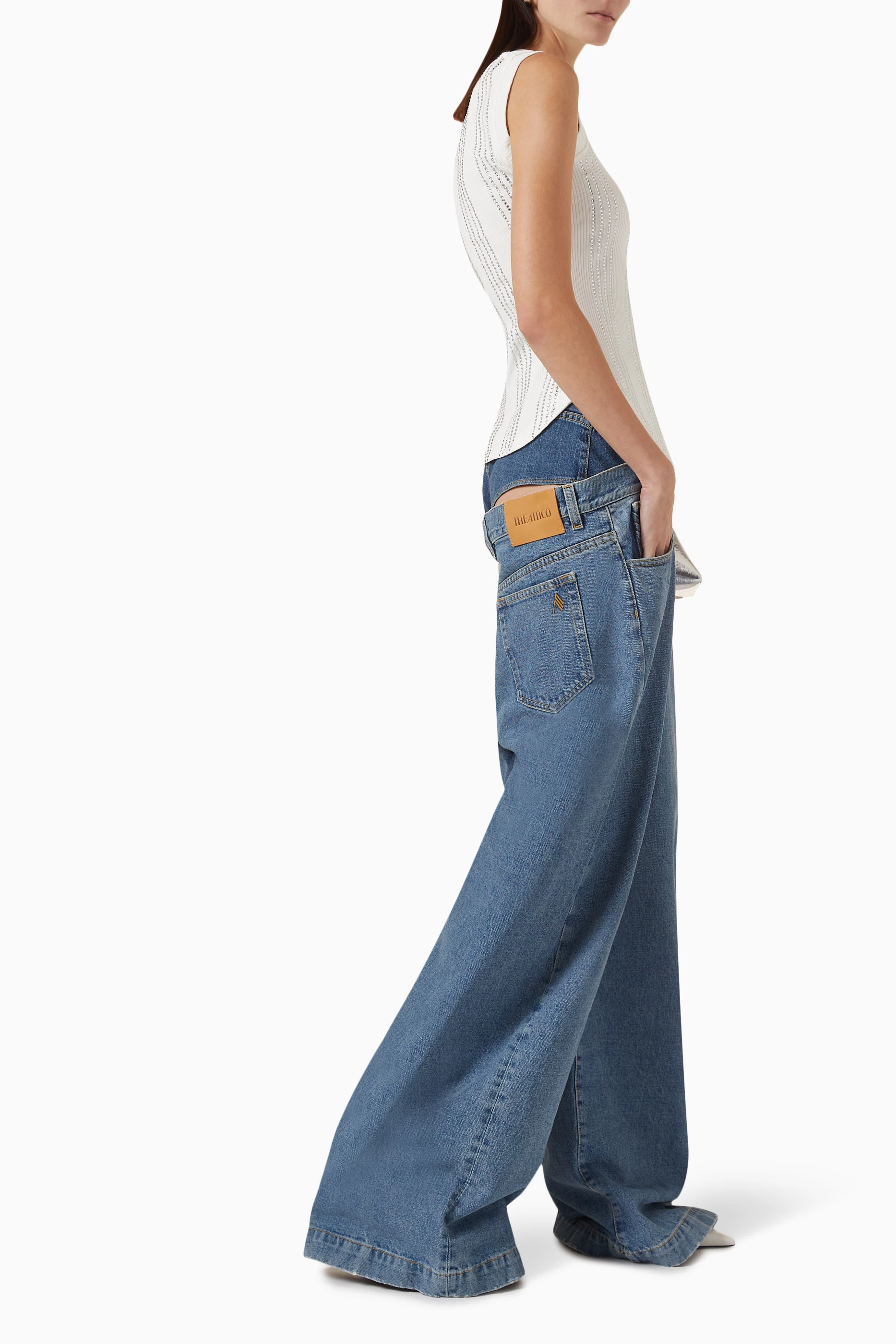 ボトムスその他 The Attico Wide light blue jeans with ribbons The Attico Wide light blue jeans with ribbons | TheDoubleF
