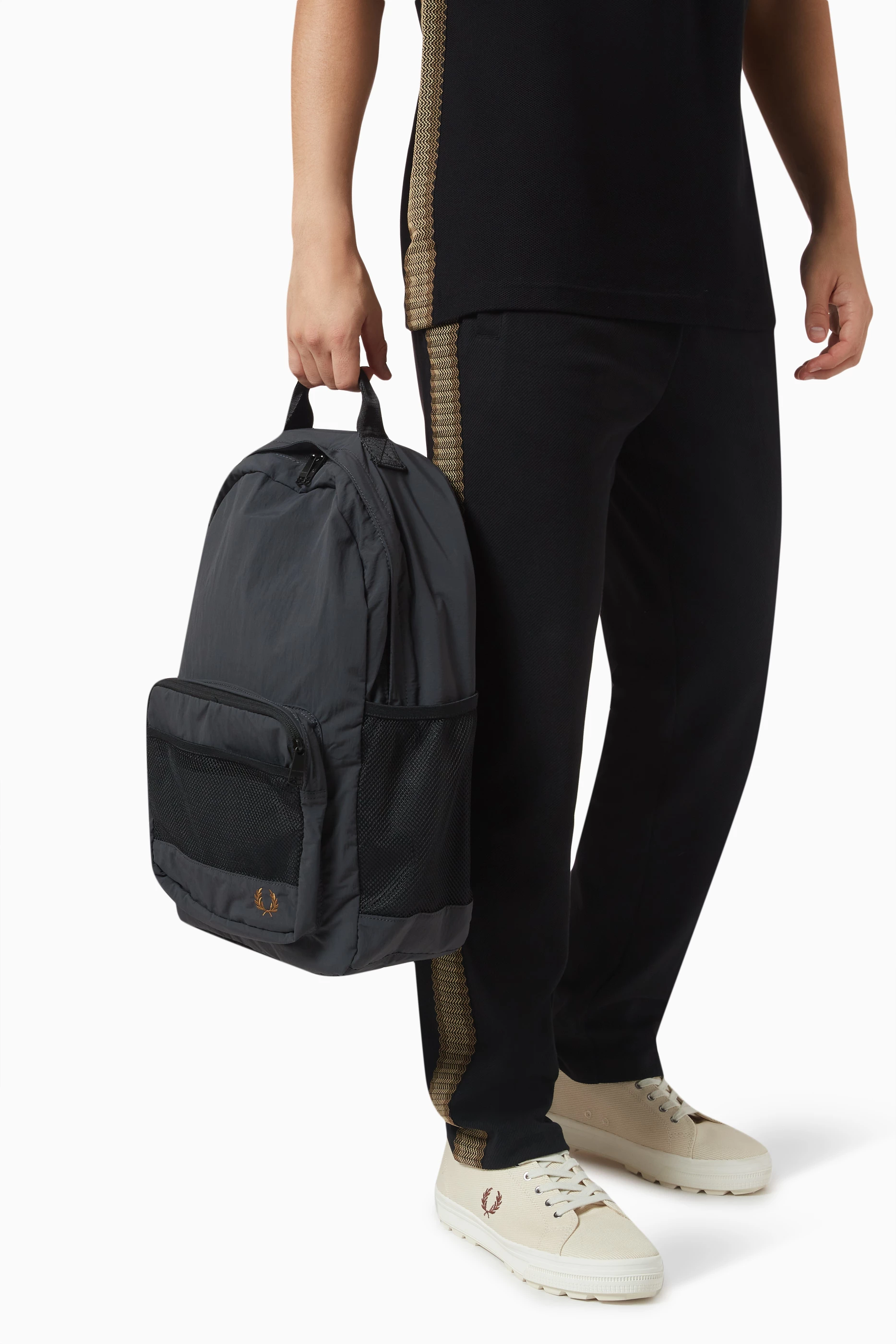 Buy Fred Perry Grey Crinkle Backpack in Nylon-mesh For Men