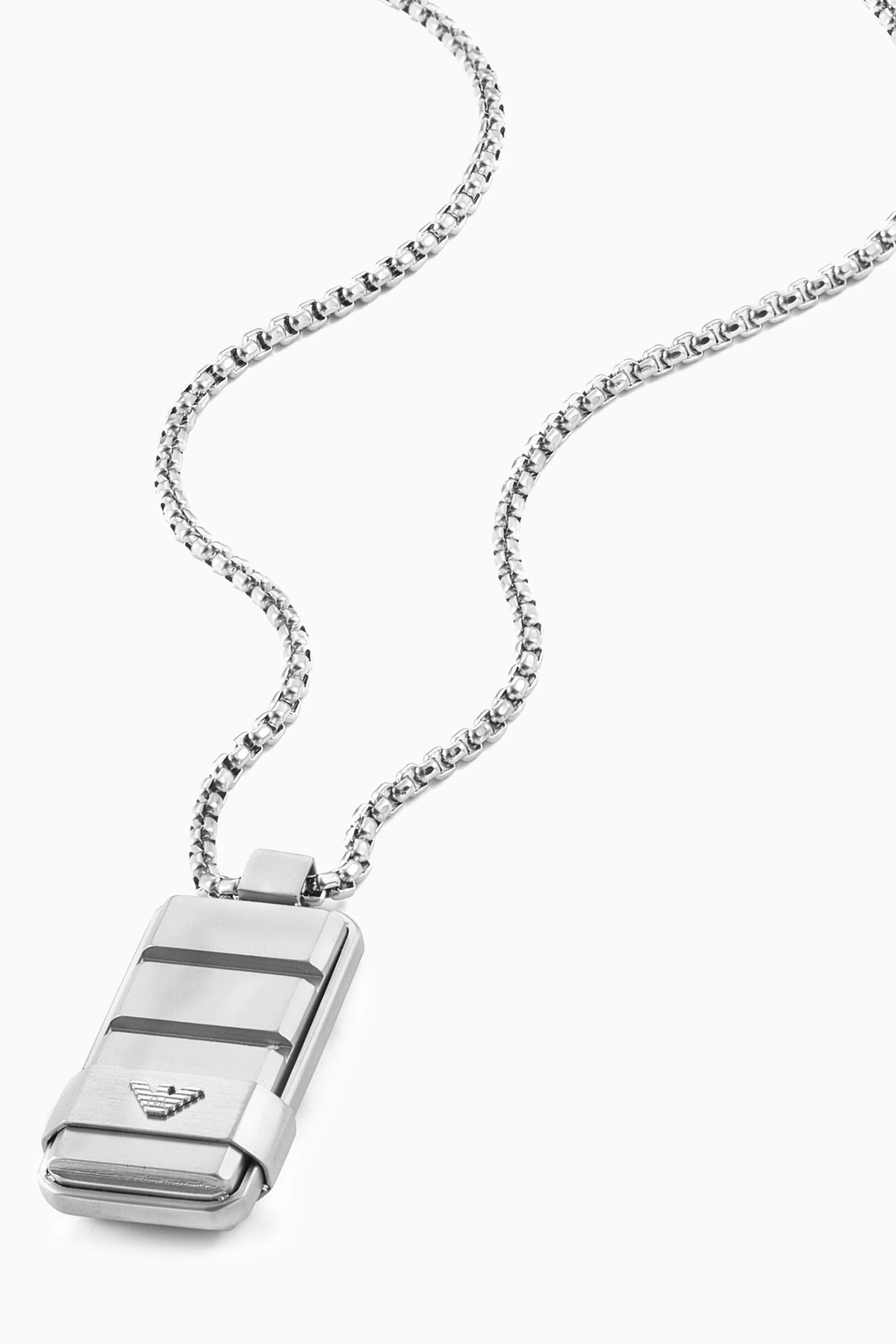 Buy Emporio Armani Silver Dog Tag Necklace in Stainless Steel For Men Online Ounass UAE