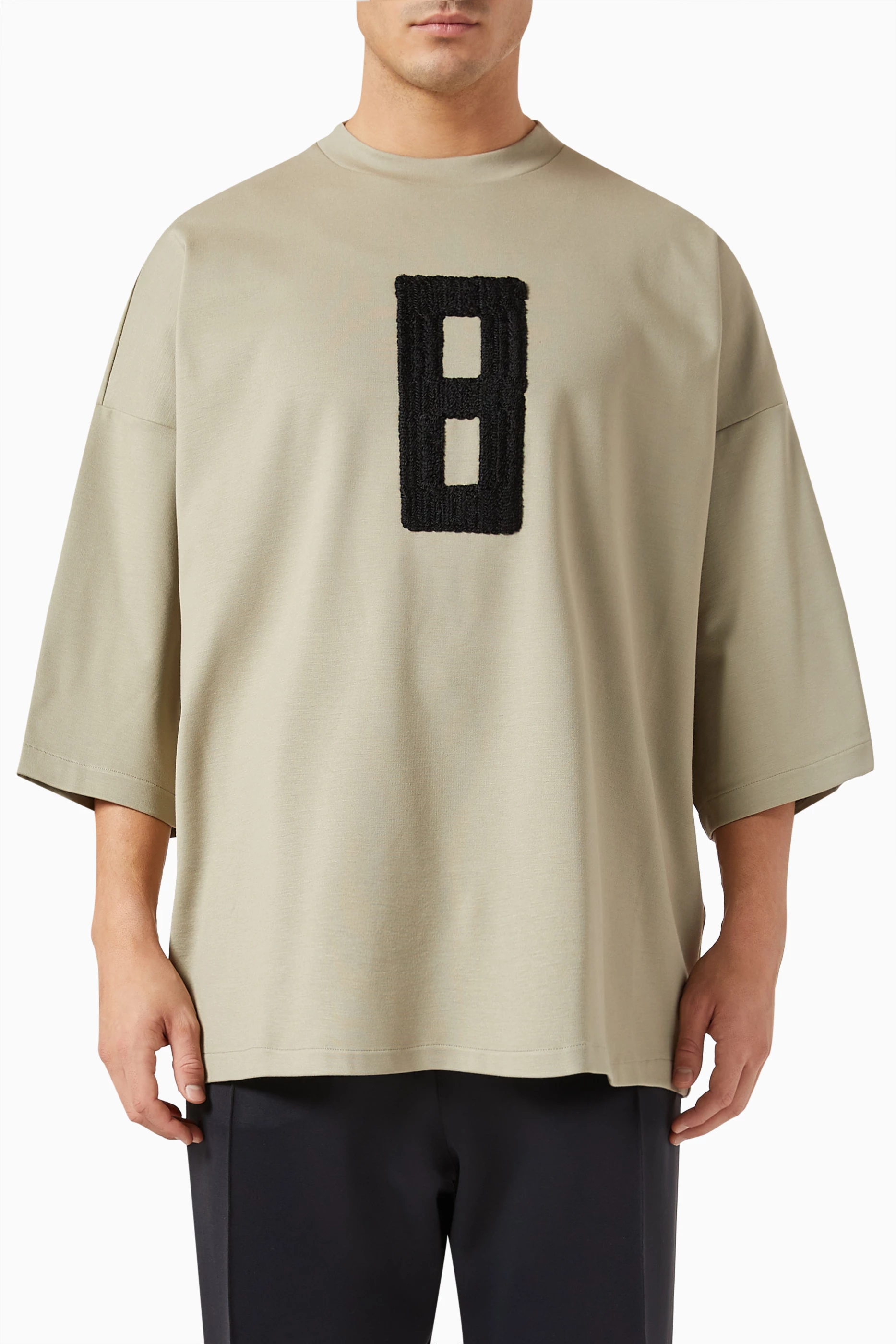 Buy Fear Of God Grey Embroidered 8 Milano T-shirt in Jersey