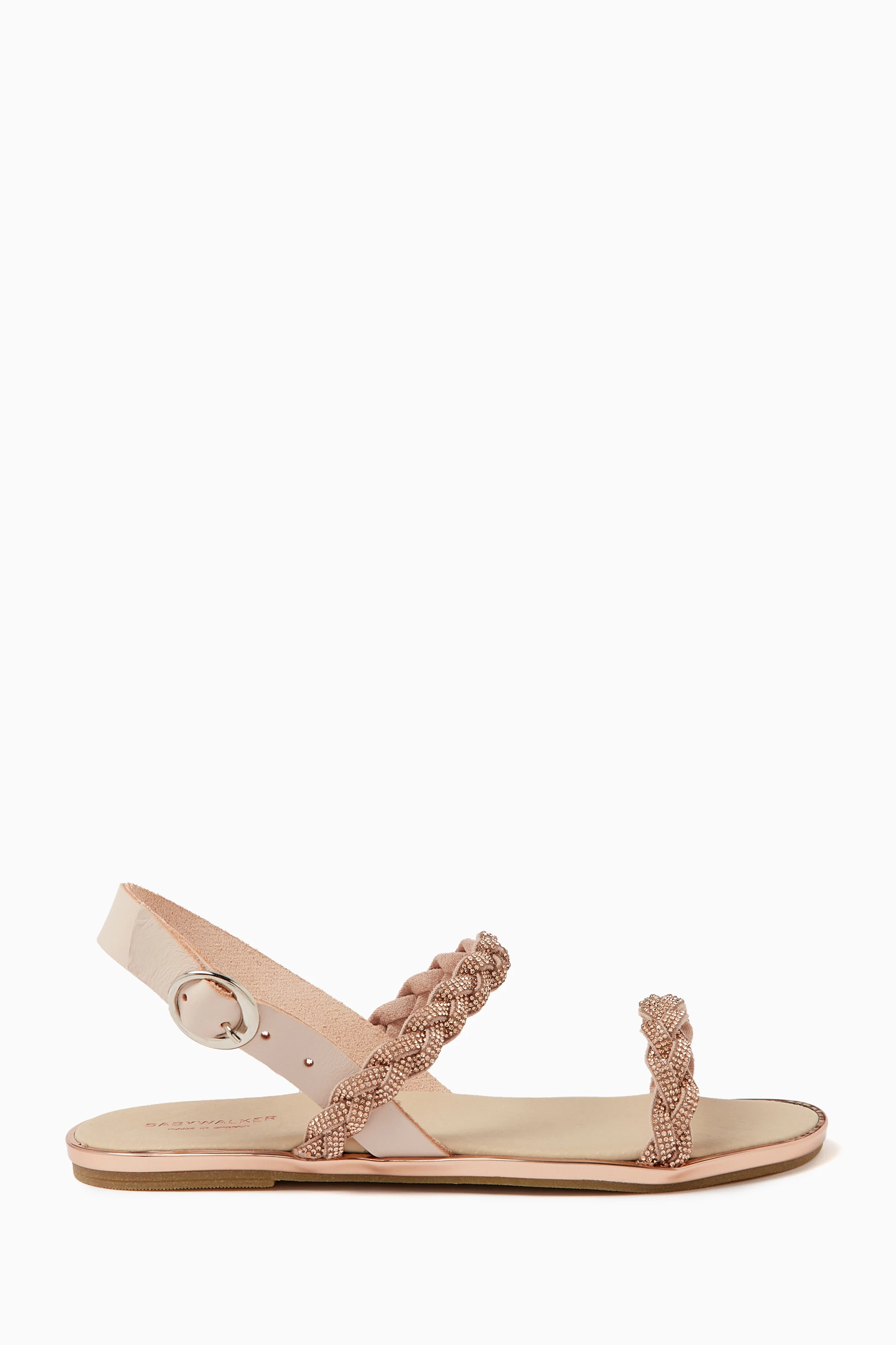 Buy Babywalker Pink Embellished Braided Sandals in Leather For Girls Online Ounass UAE