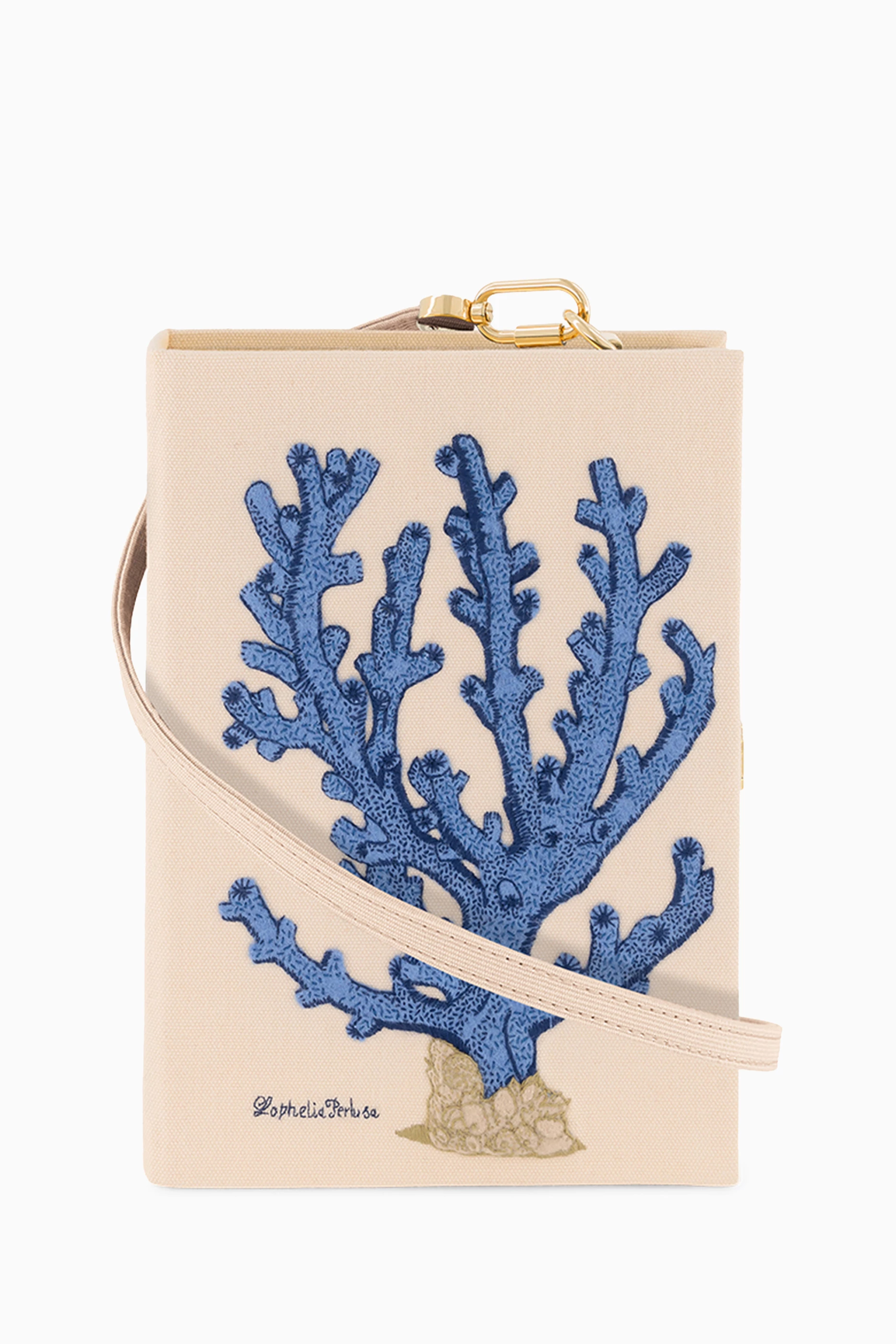 Buy Olympia Le Tan Neutral Blue Coral Book Clutch in Silk Felt