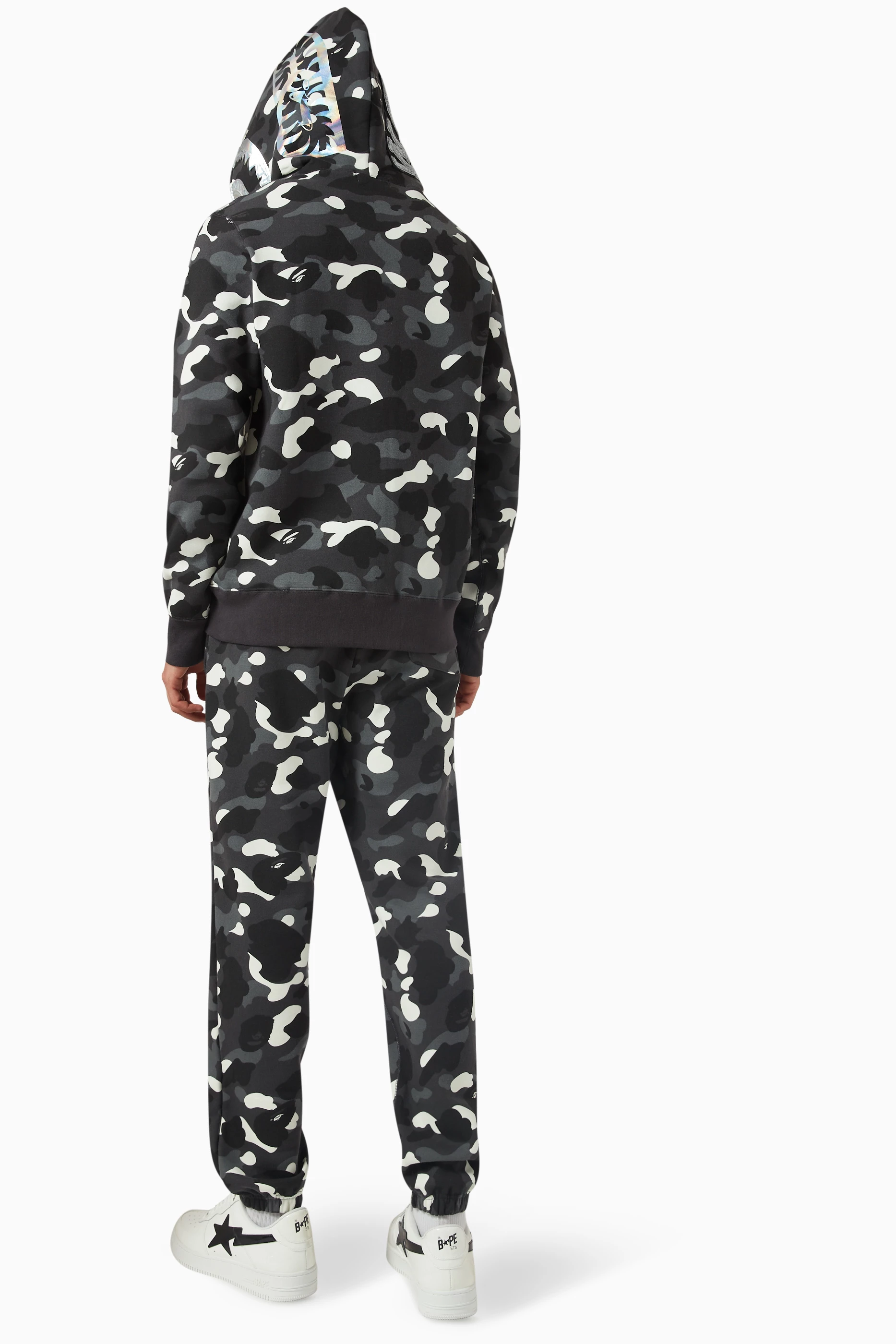 Buy A Bathing Ape Black City Camo Shark Full Zip Hoodie in Cotton blend For Men Online Ounass UAE