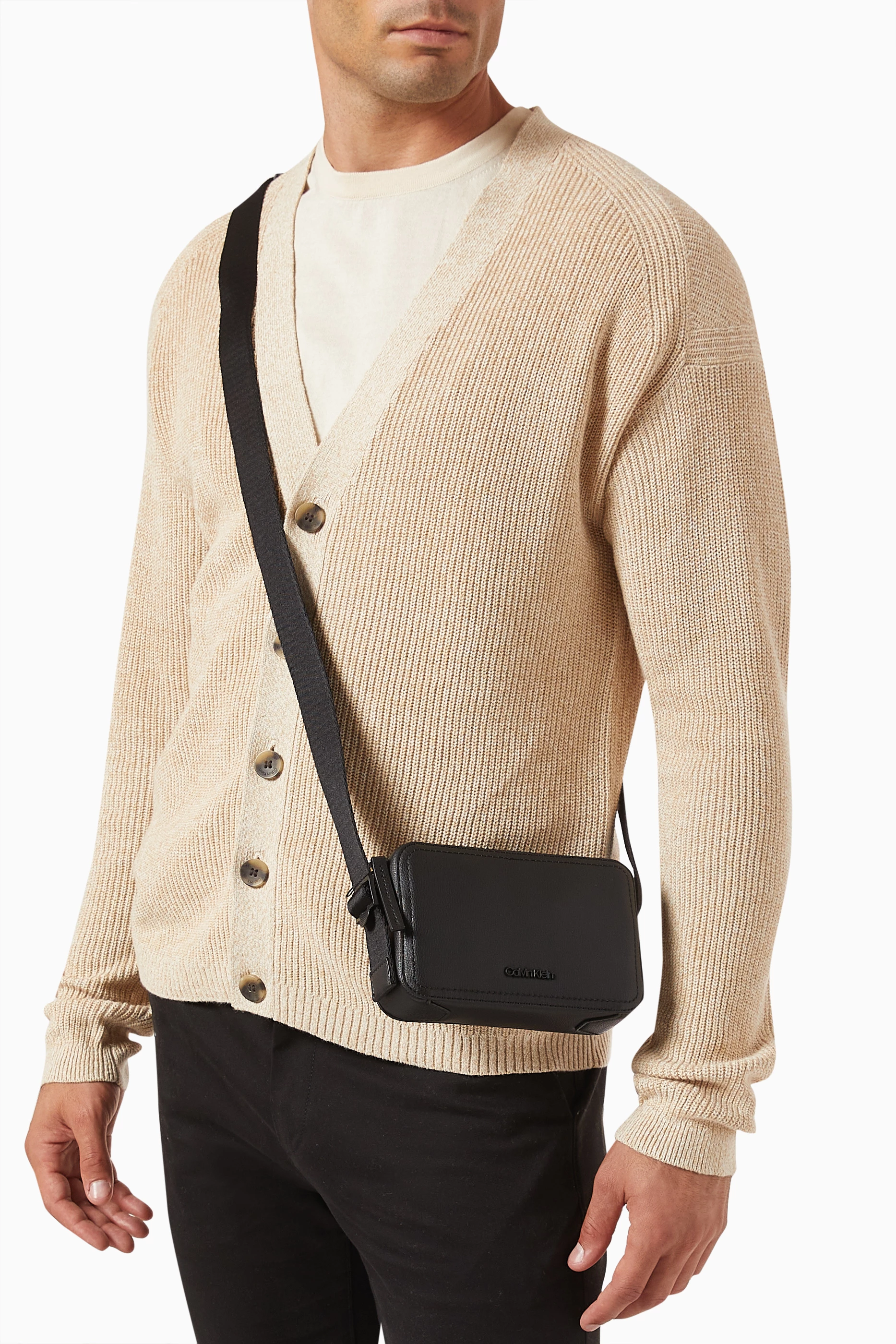 Buy Calvin Klein Black Minimal Focus Camera Bag in Faux Leather For Men Online Ounass UAE