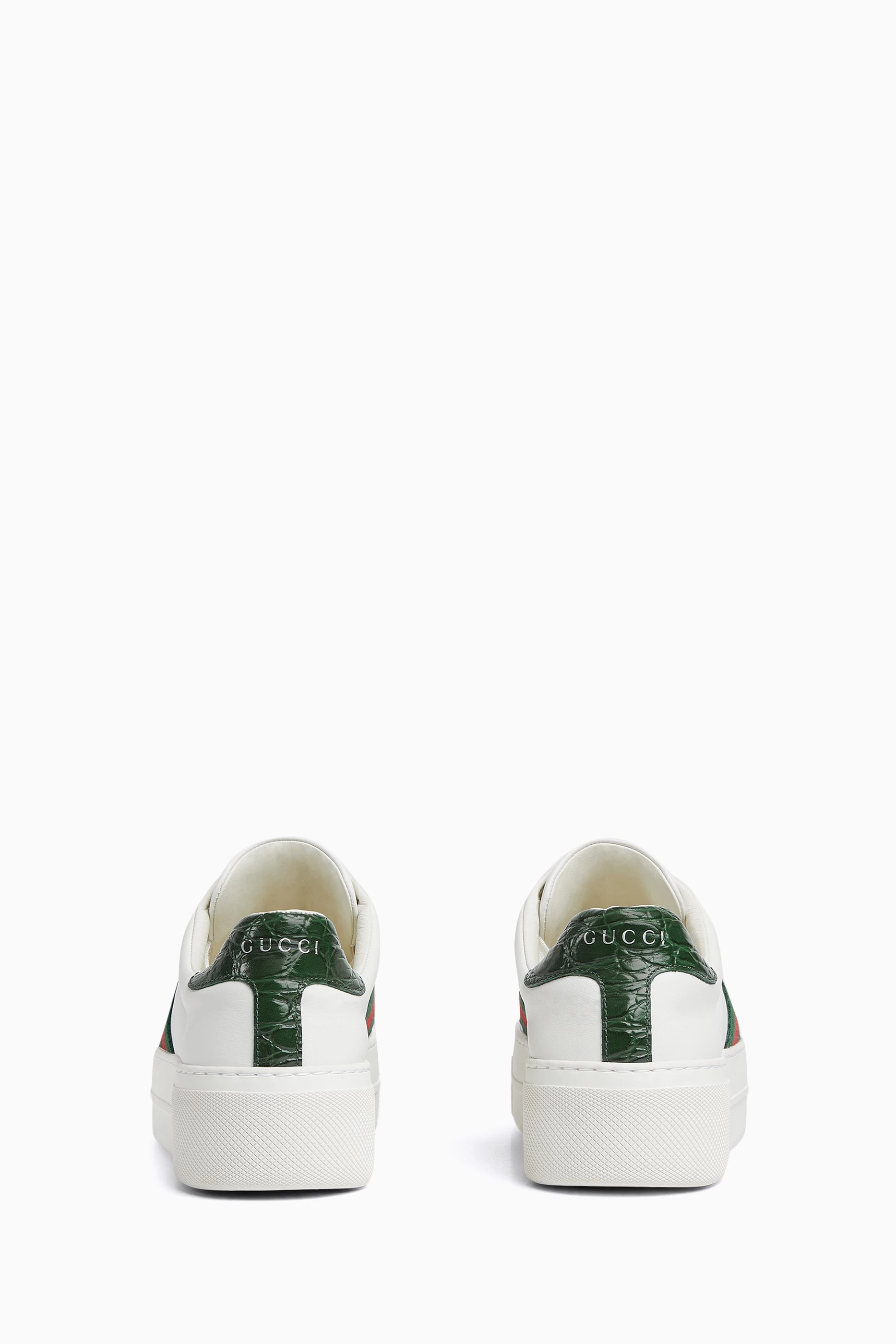 Buy Gucci White Ace Web Low top Sneakers in Leather For Women Online Ounass UAE