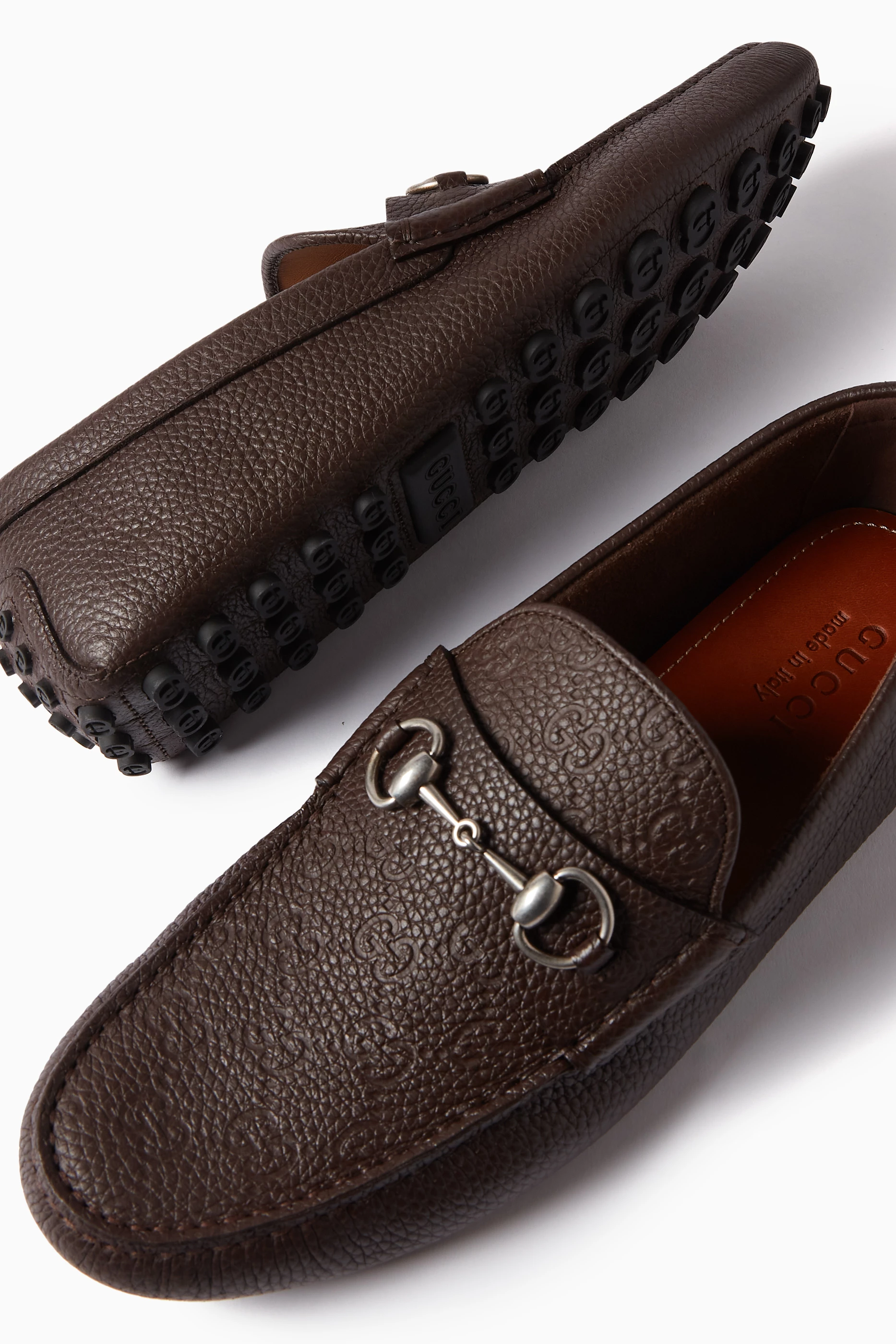 Buy Gucci Brown Horsebit Driving Shoes in Leather For Men Online Ounass UAE