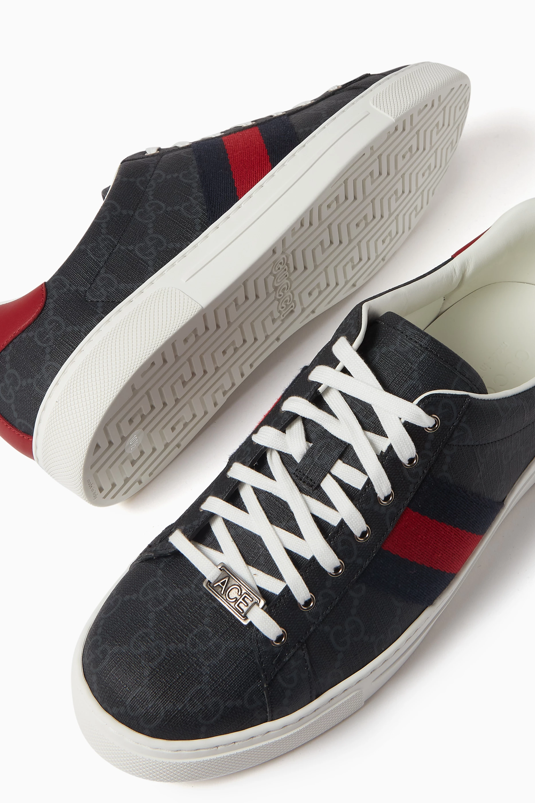 Buy Gucci Black Ace Sneakers in GG Supreme canvas Leather For Men Online Ounass UAE
