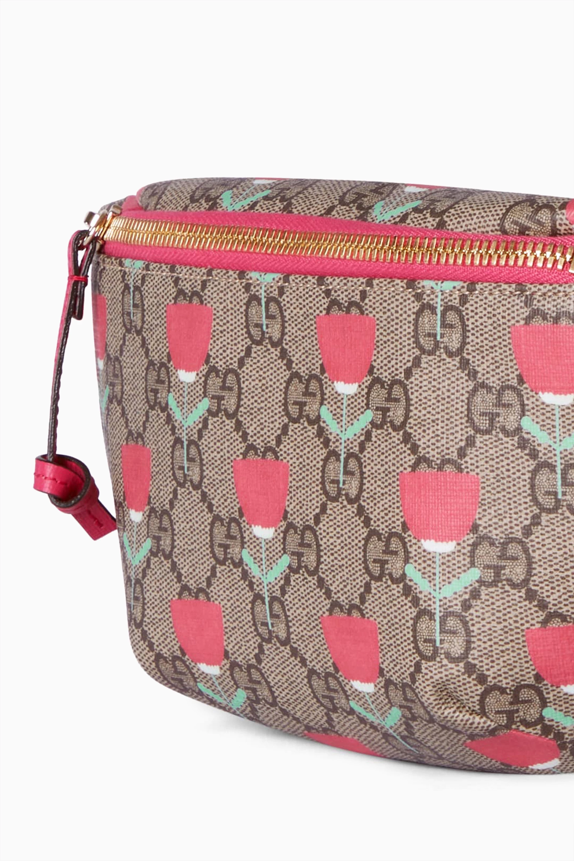 Buy Gucci Neutral Floral Print GG Belt Bag in Supreme Canvas For Kids Online Ounass UAE