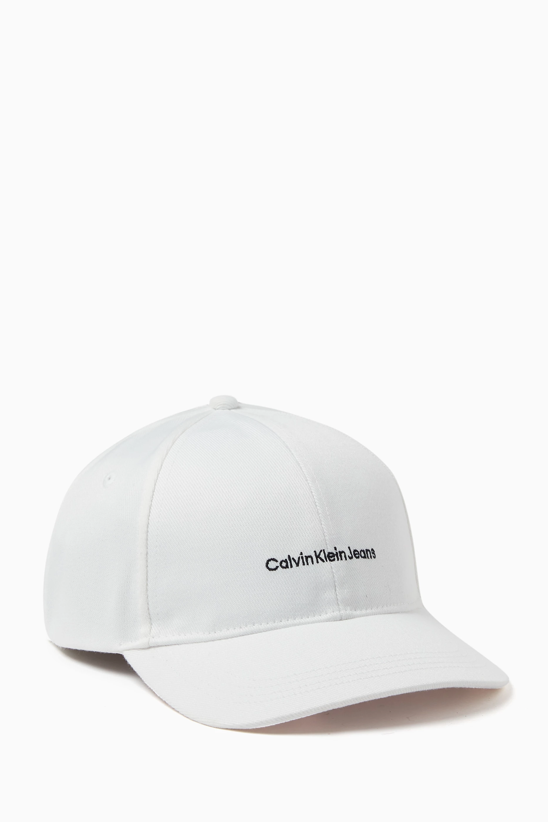 Buy Calvin Klein Jeans White Logo Embroidered Cap in Recycled Polyester For Men Online Ounass UAE