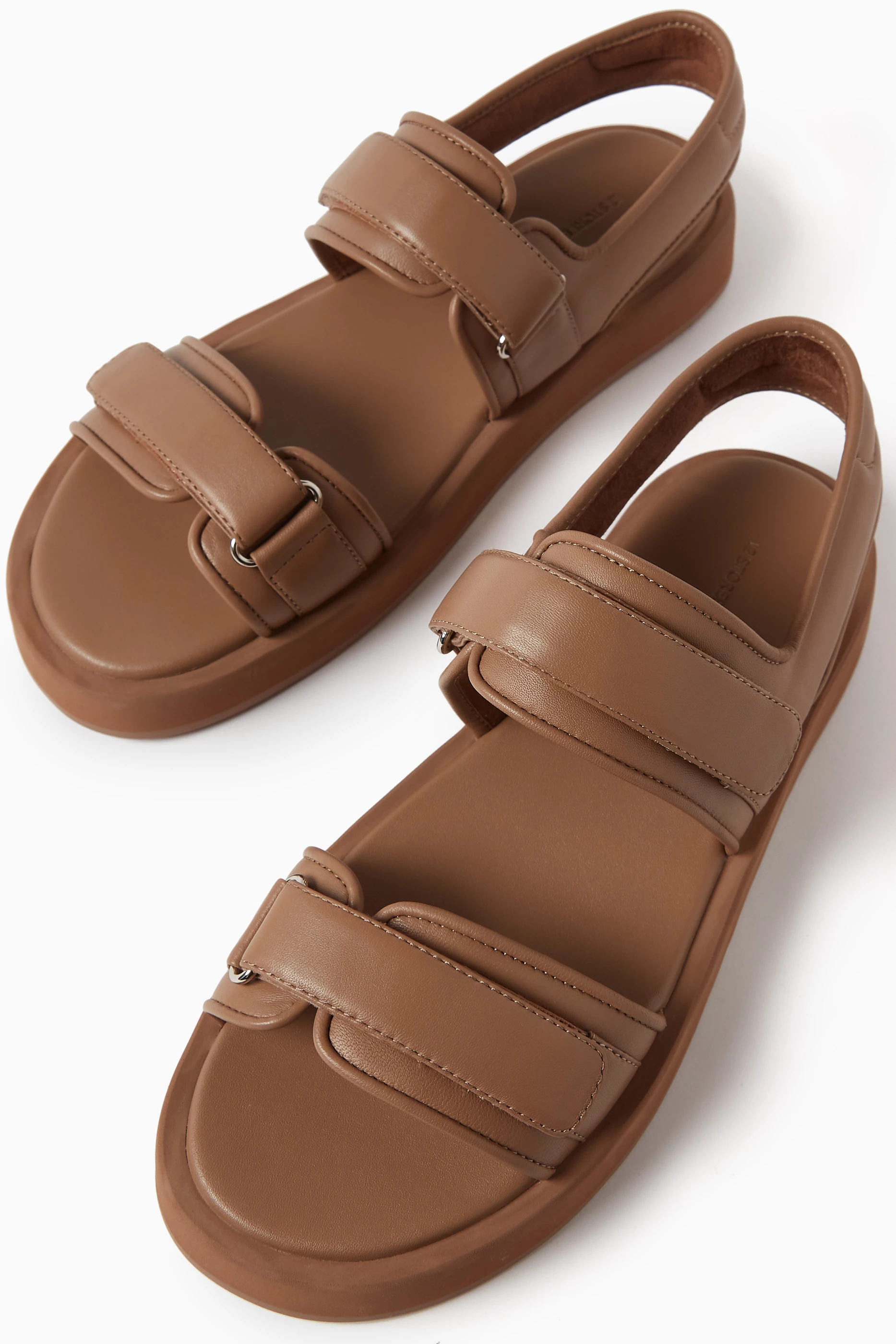 Buy 12 STOREEZ Neutral Velcro Slingback Sandals in Leather For Women Online Ounass UAE