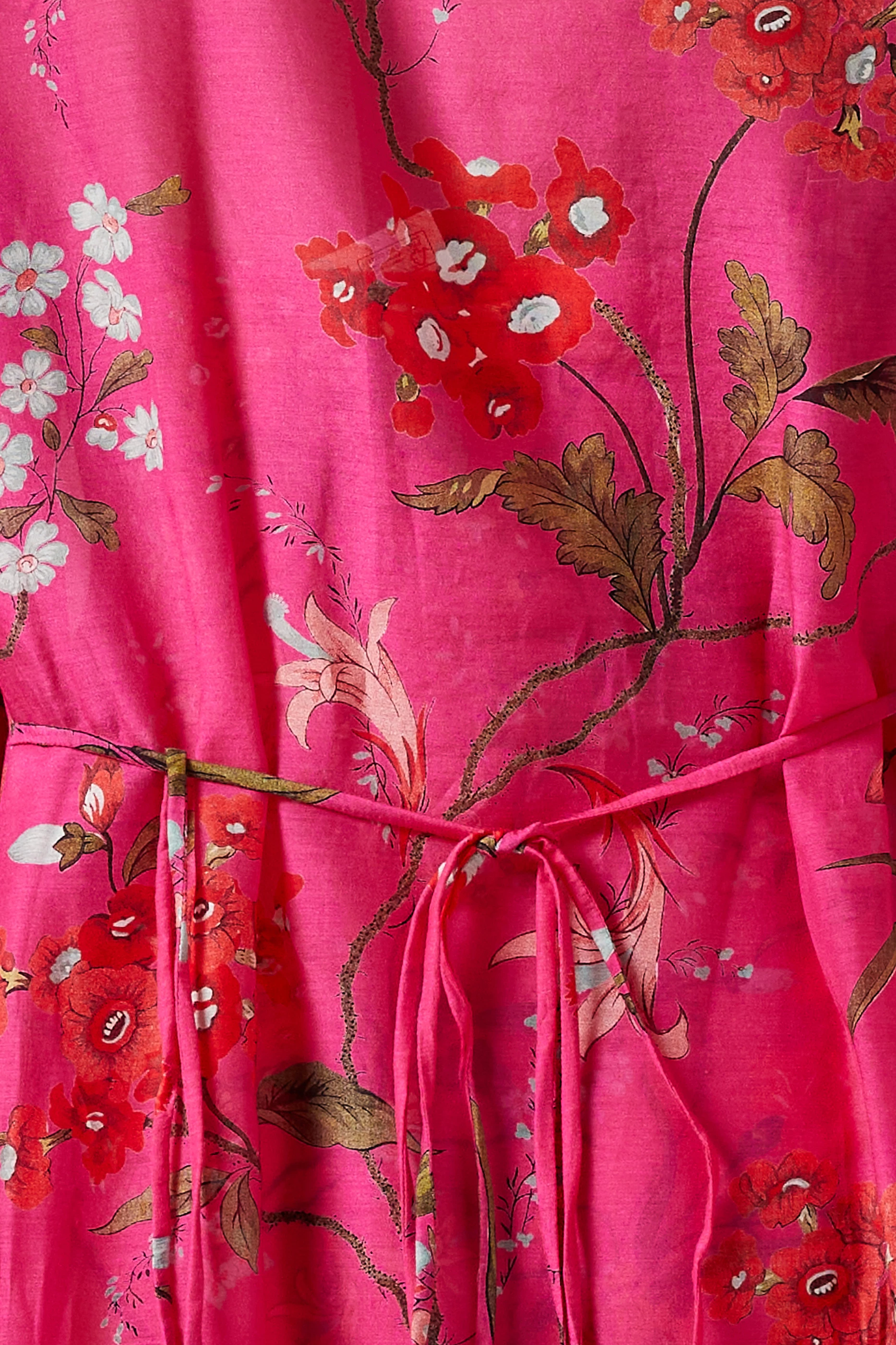 Buy Erdem Pink Floral print Midi Shirt Dress in Cotton silk For Women Online Ounass UAE