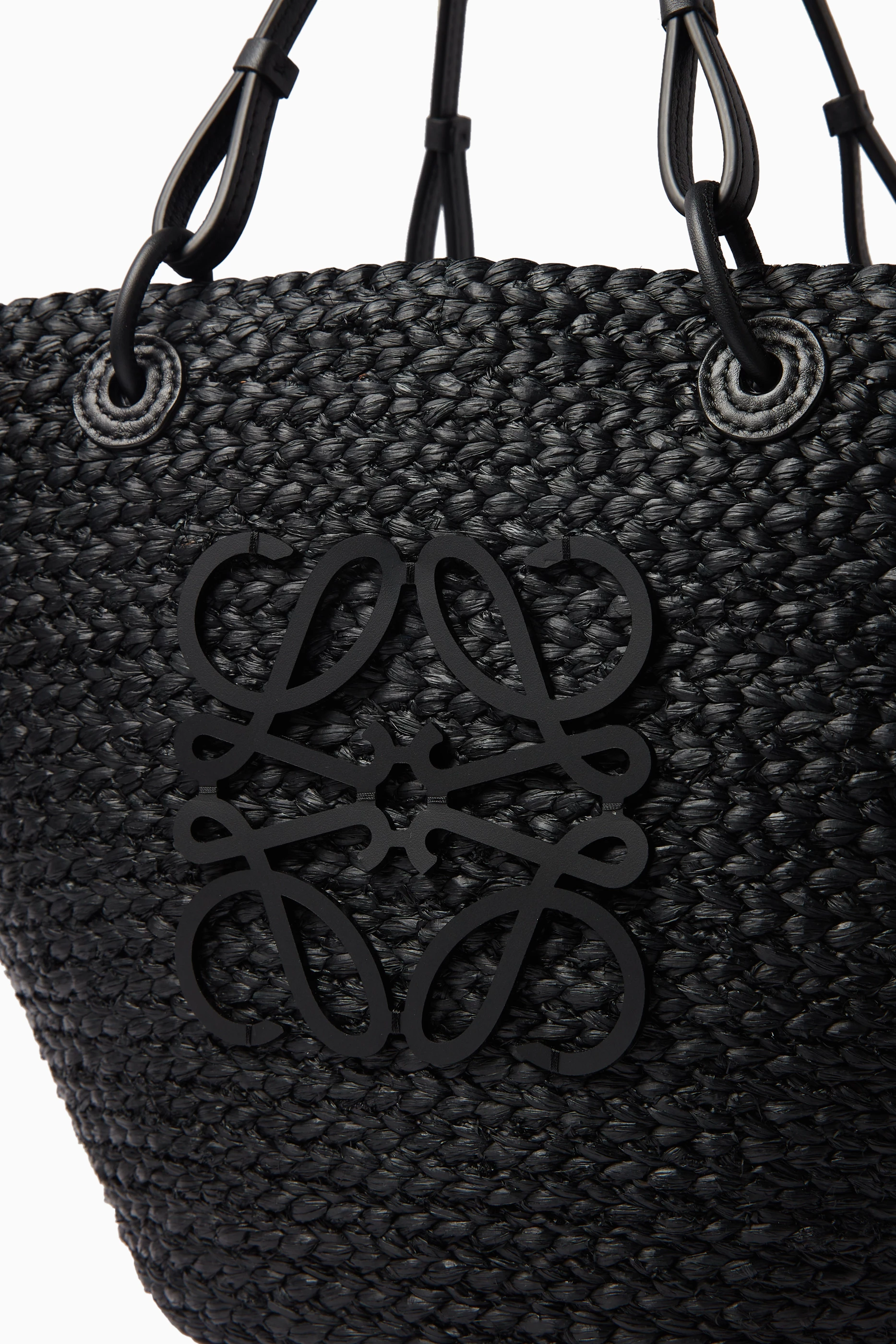 Buy LOEWE Black Medium Anagram Basket Bag in Iraca Palm