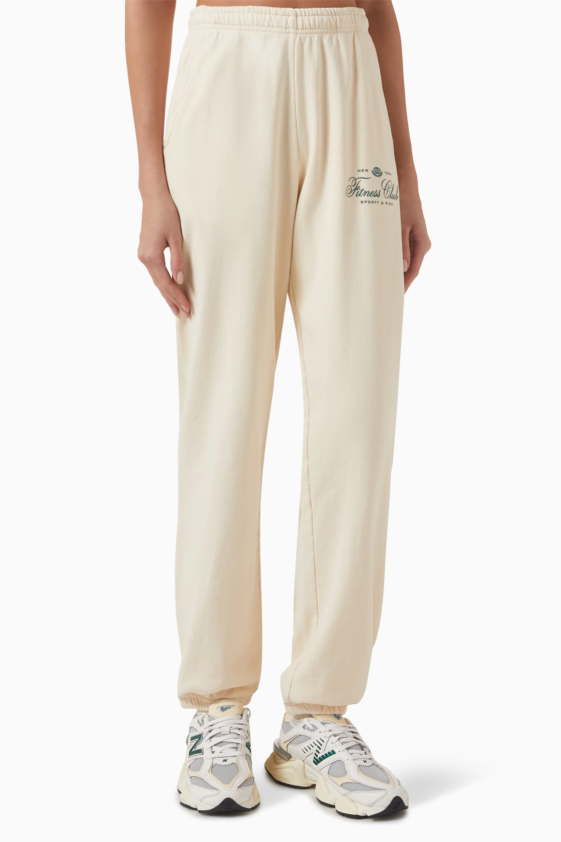 Buy Sporty Rich Neutral Fitness World Sweatpants in Cotton For Women Online Ounass UAE