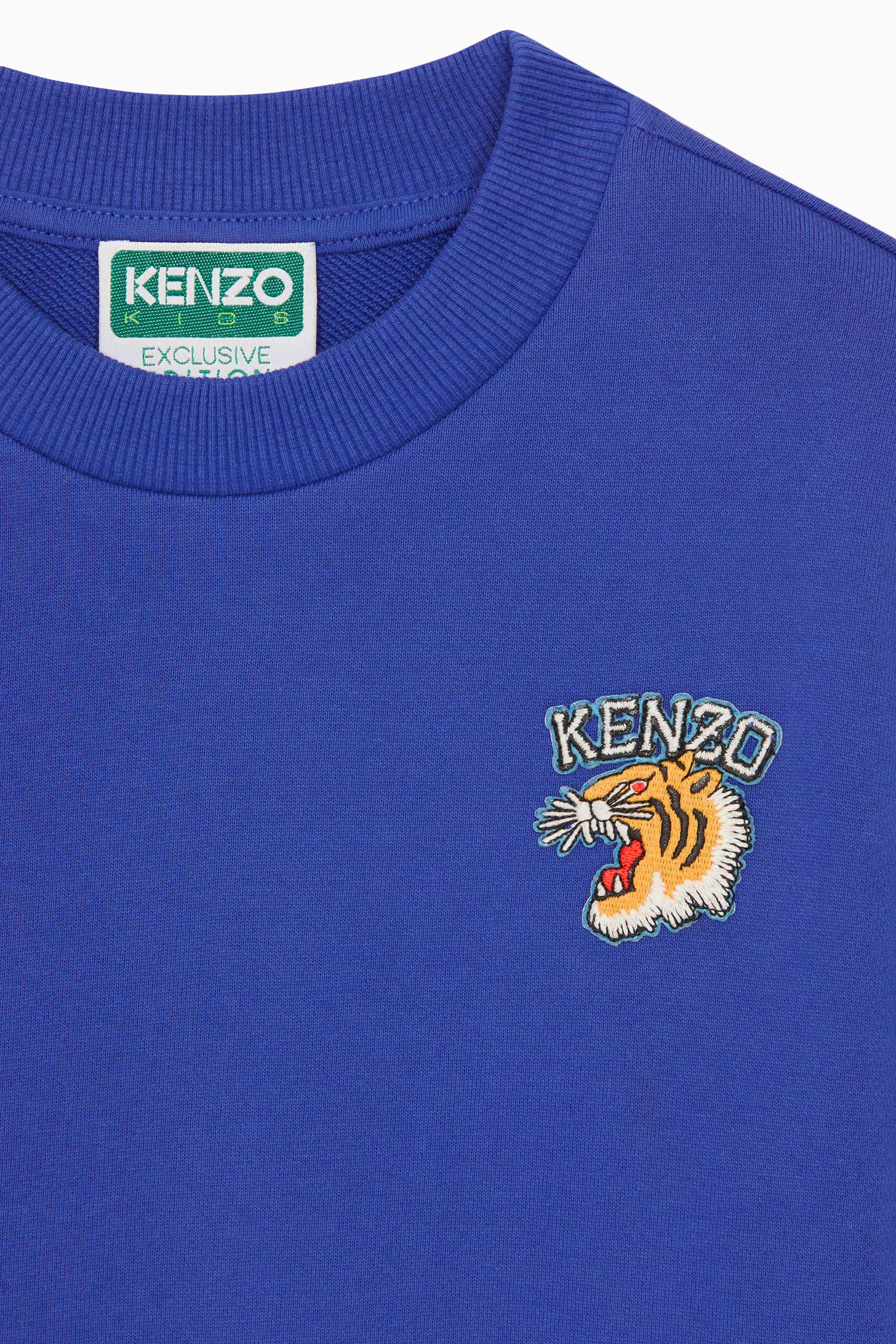 Buy KENZO KIDS Blue Tiger Logo Sweatshirt in Cotton Jersey For Kids Online Ounass UAE