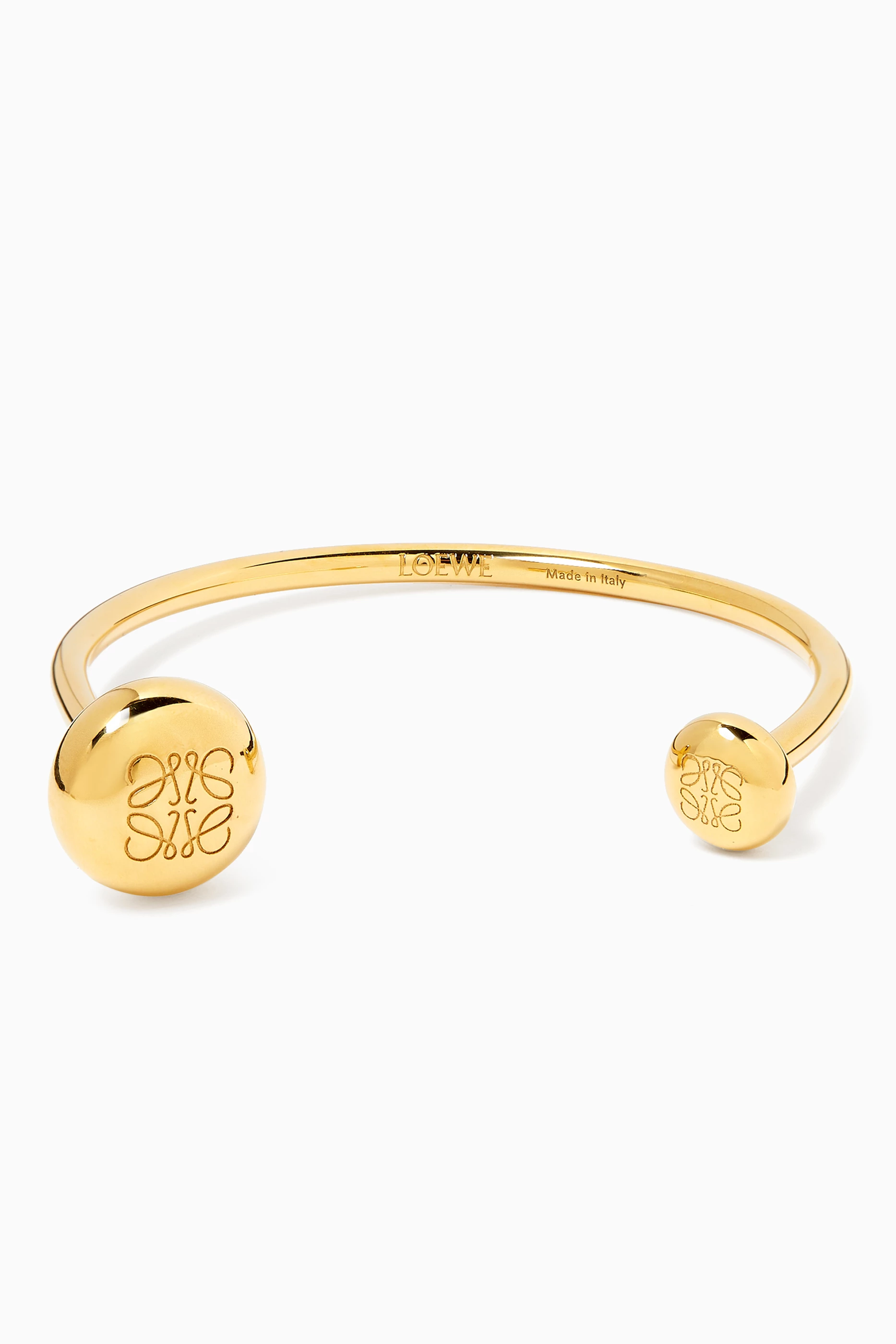 大人気【LOEWE】Anagram Pebble Cuff Anagram Pebble cuff in sterling silver Gold - LOEWE